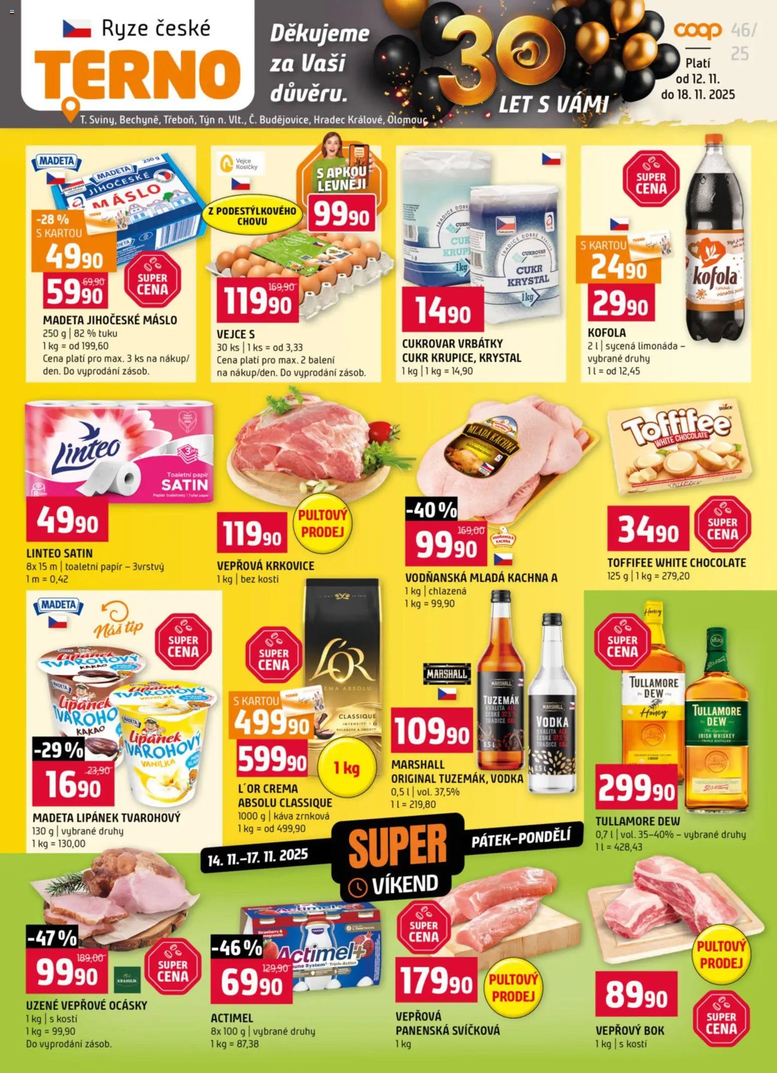 Terno leták - Bechyně, České Budějovice, Hradec Králové, Olomouc, Třeboň, Trhové Sviny, Týn nad Vltavou (2025-11-12 - 2025-11-18)