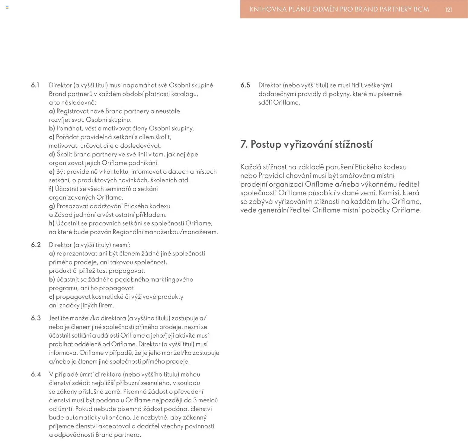Oriflame katalog Plán odměn pro Brand Partnery