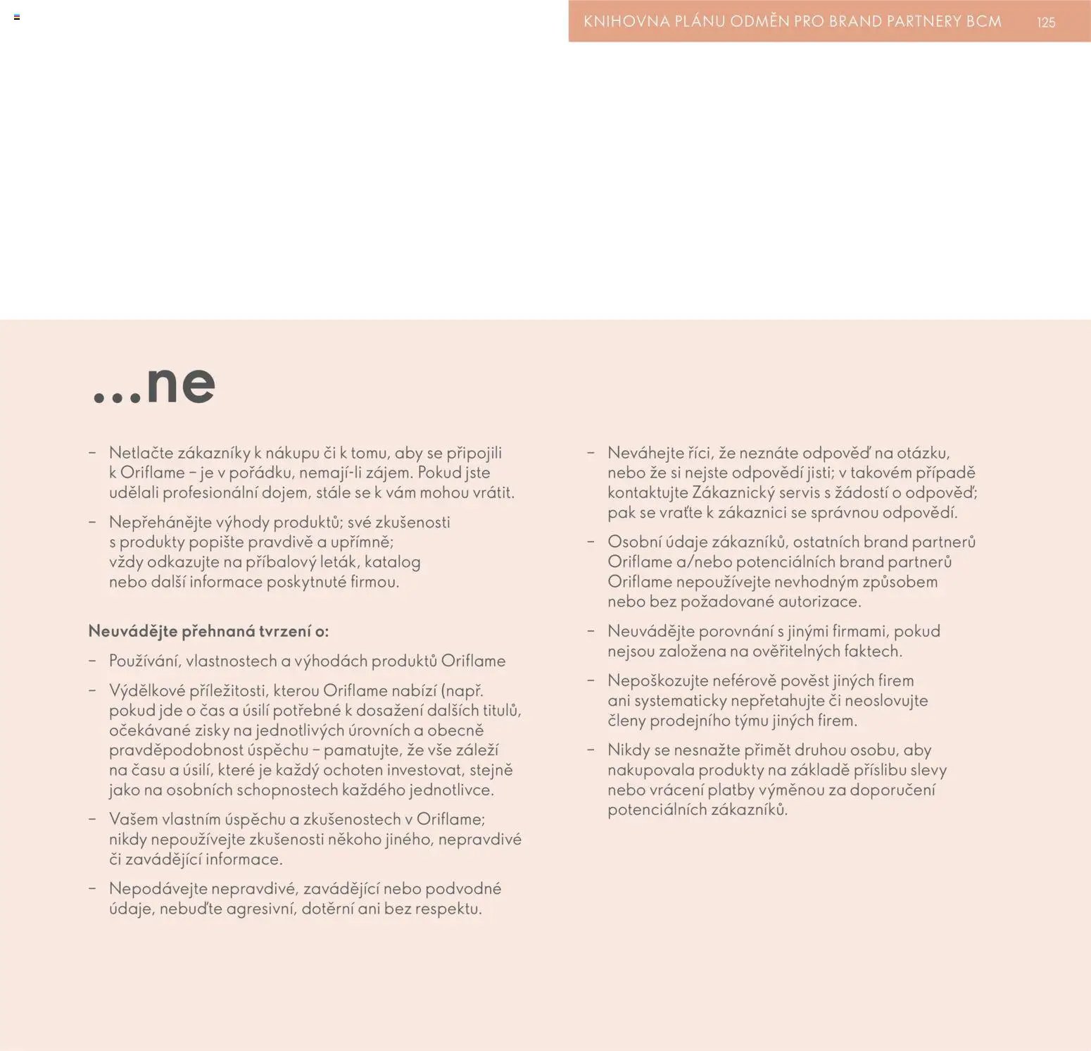 Oriflame katalog Plán odměn pro Brand Partnery