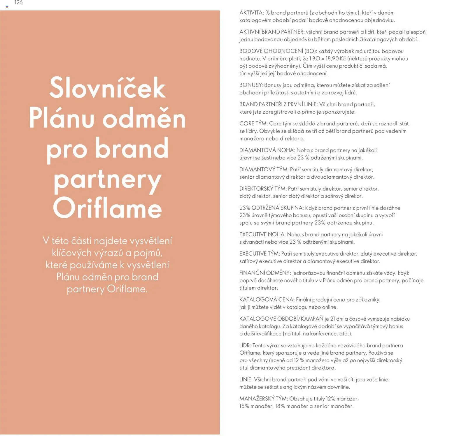 Oriflame katalog Plán odměn pro Brand Partnery