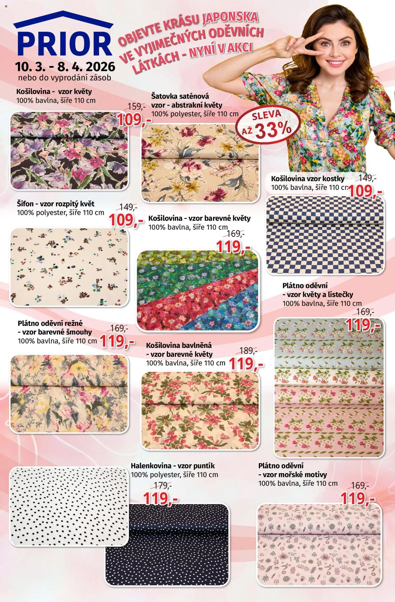 Prior - Akční Nabídka Látek A Bytového Textilu (2026-03-10 - 2026-04-08)