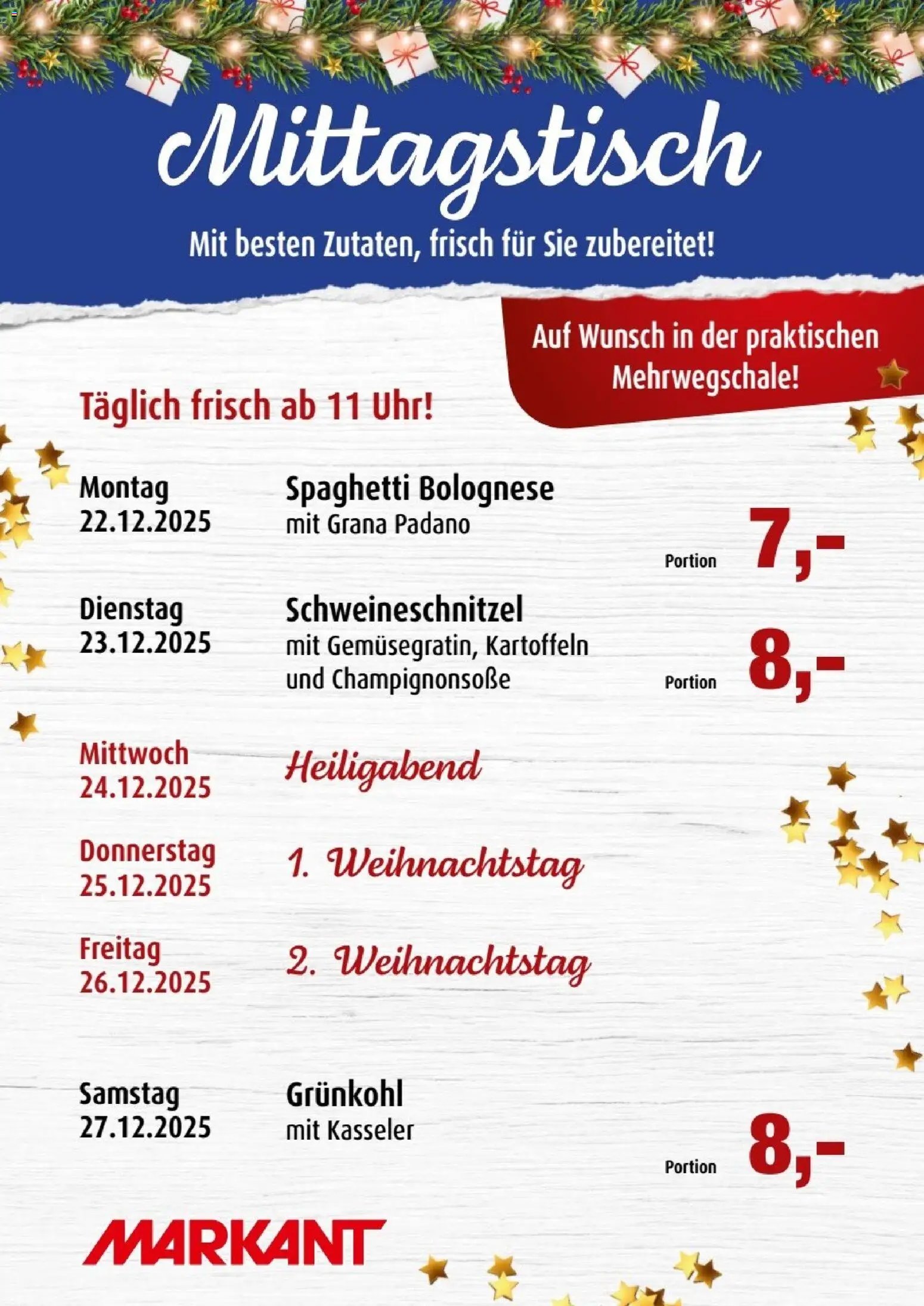 Markant  Mittagstisch (2025-12-22 - 2025-12-27)