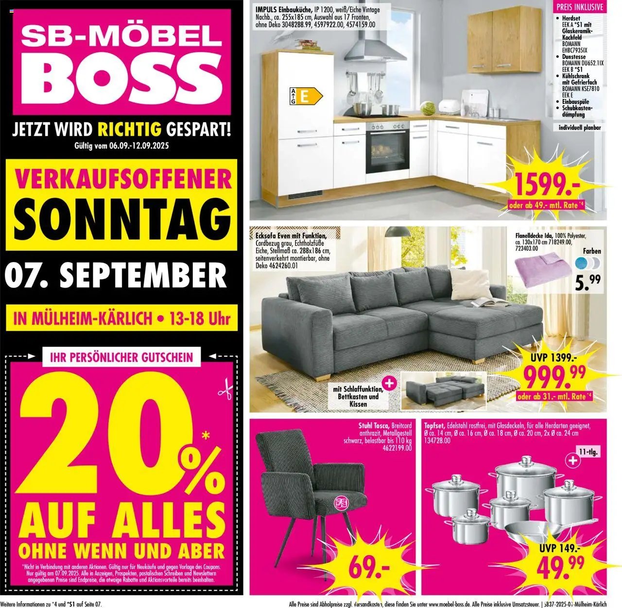 SB Möbel Boss Prospekt Mülheim-Kärlich	 (2025-09-06 - 2025-09-12) | 1