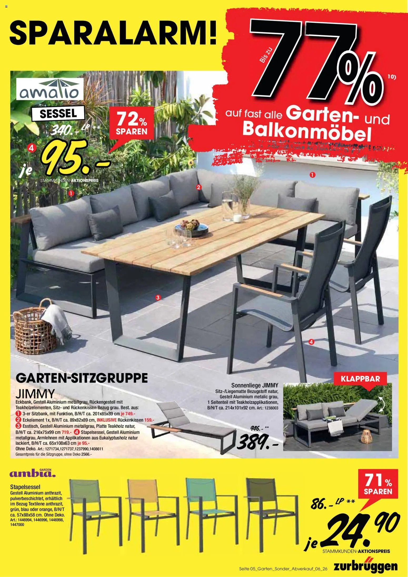 Zurbrüggen Gartenmöbel Sparalarm
