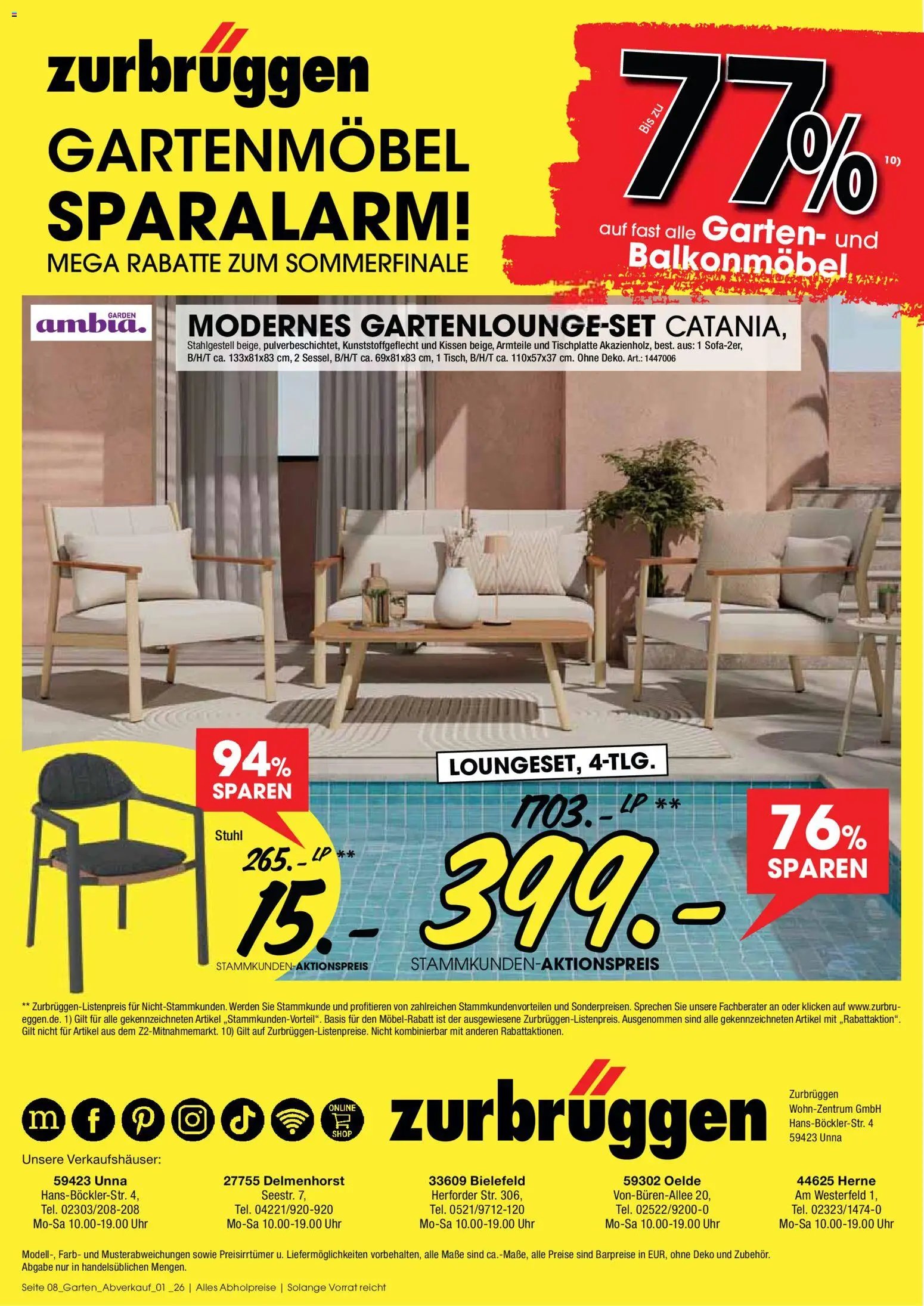 Zurbrüggen Gartenmöbel Sparalarm