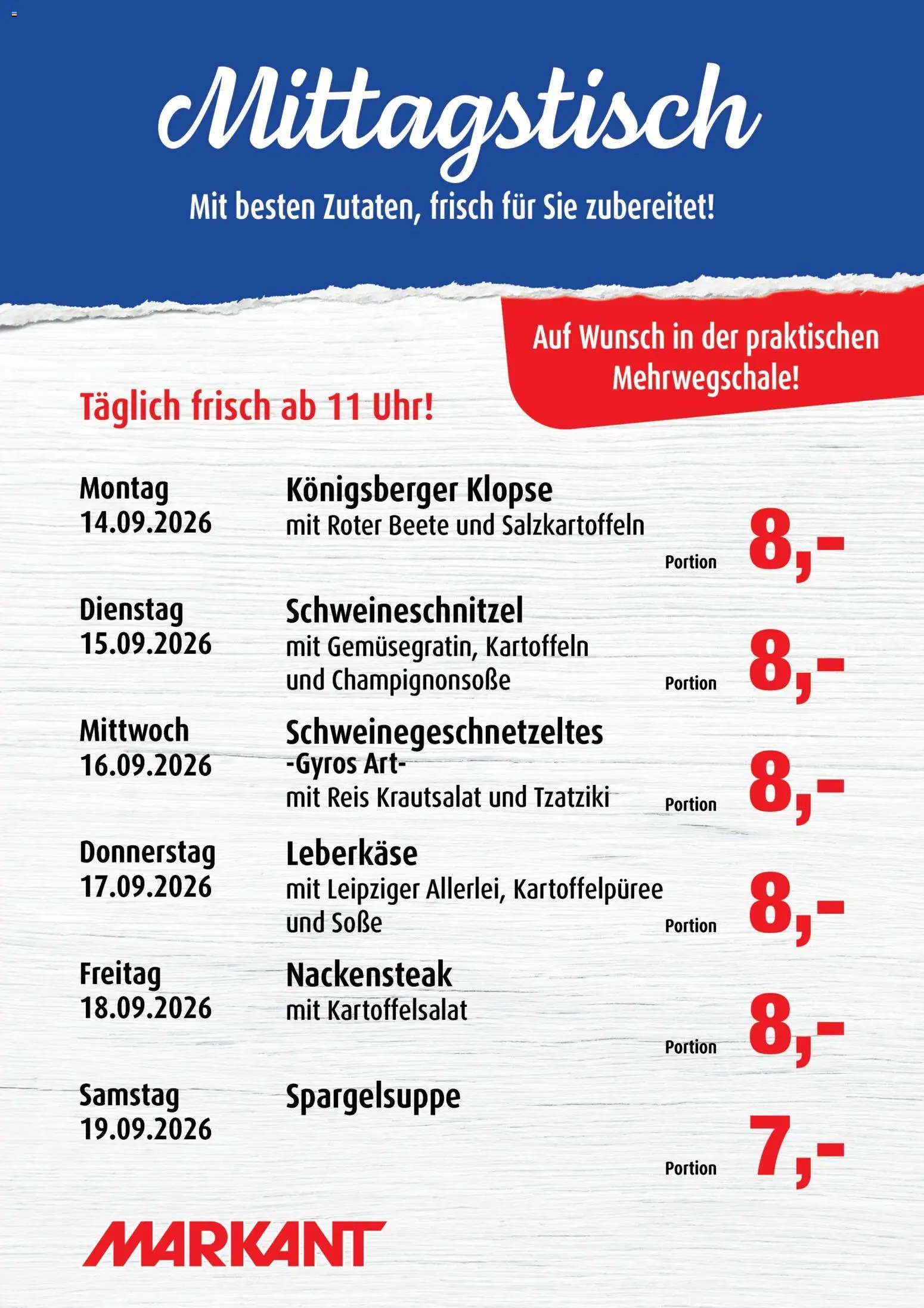 Markant Mittagstisch