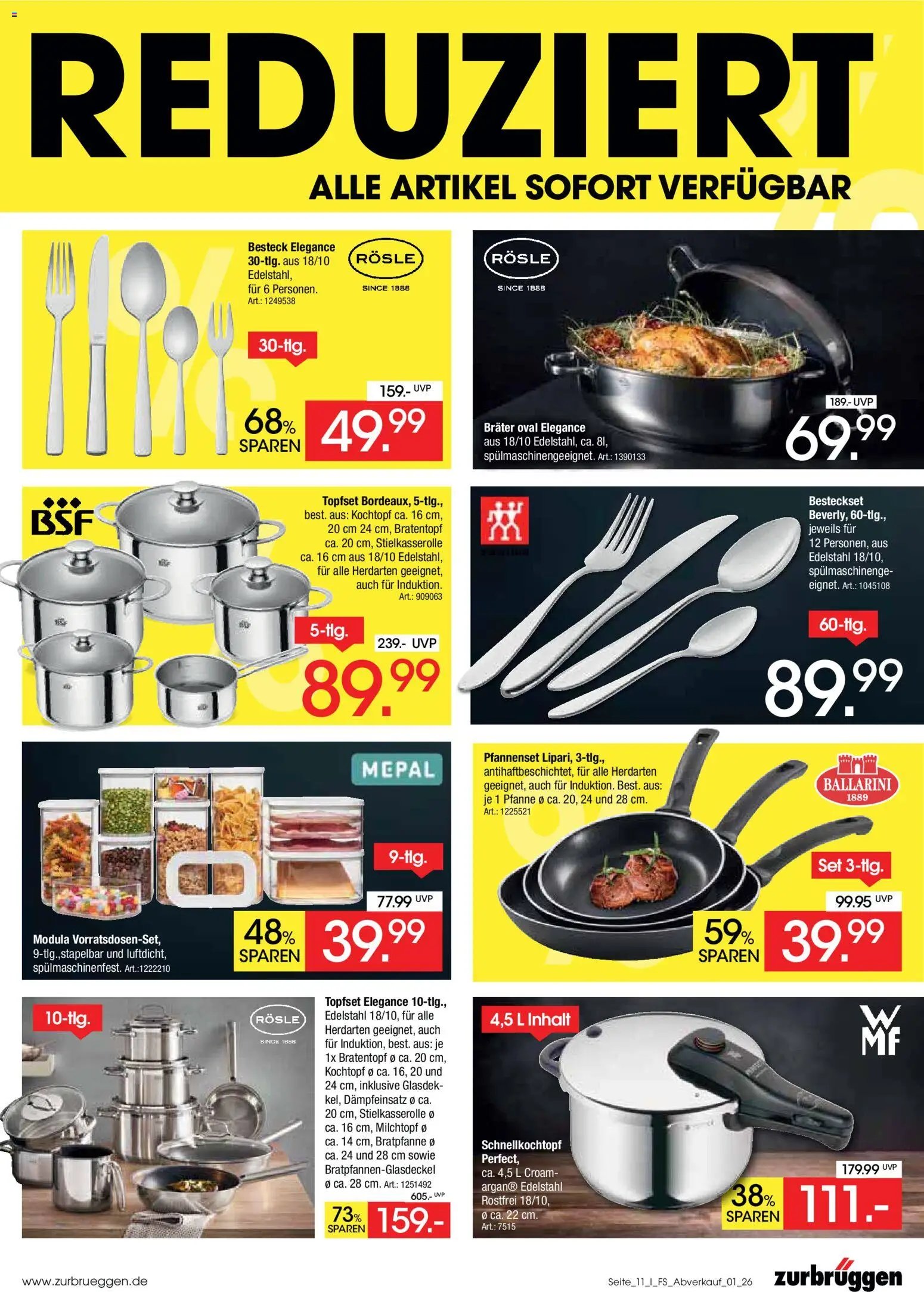Zurbrüggen Abverkauf Fachsortimente