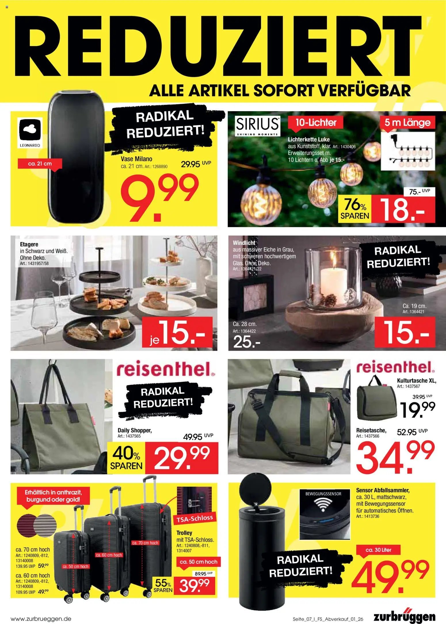 Zurbrüggen Abverkauf Fachsortimente