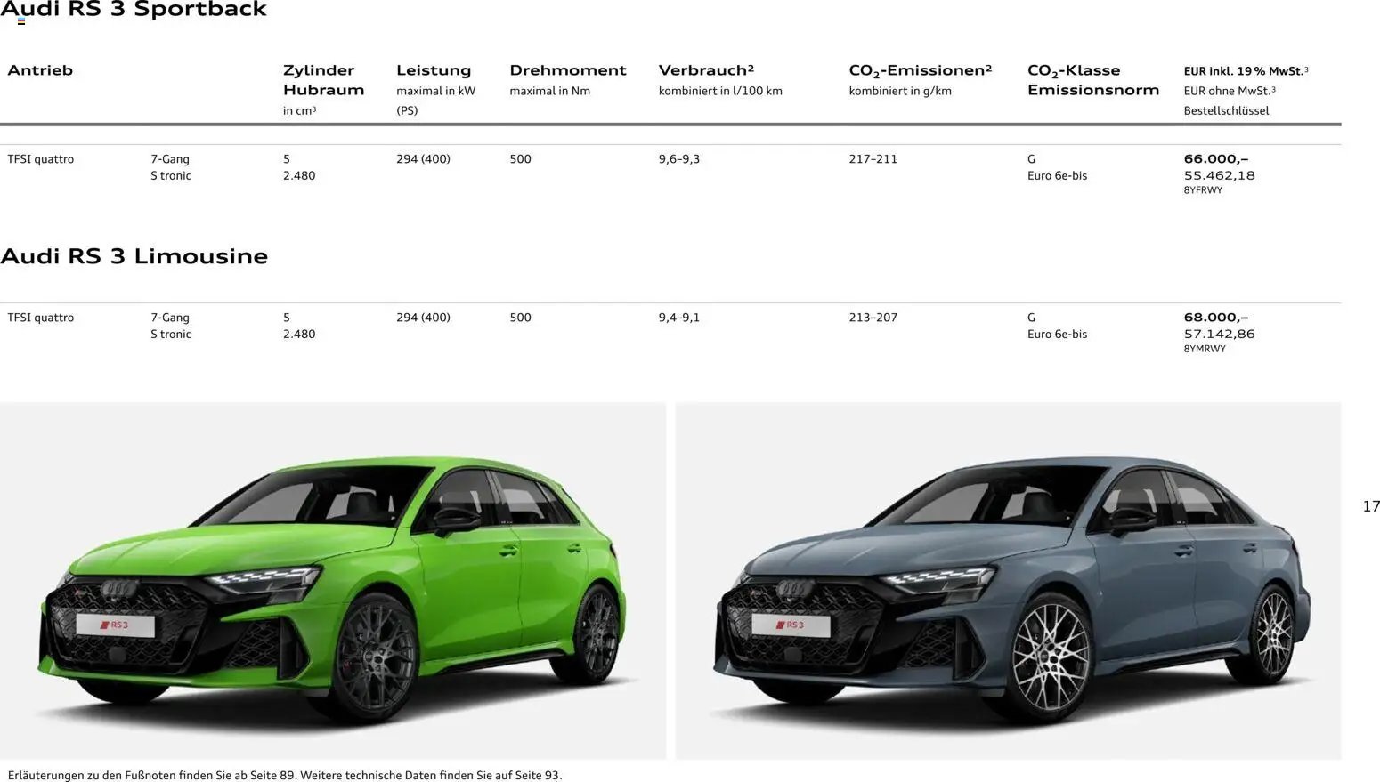 Audi RS 3 Sportback / RS 3 Limousine