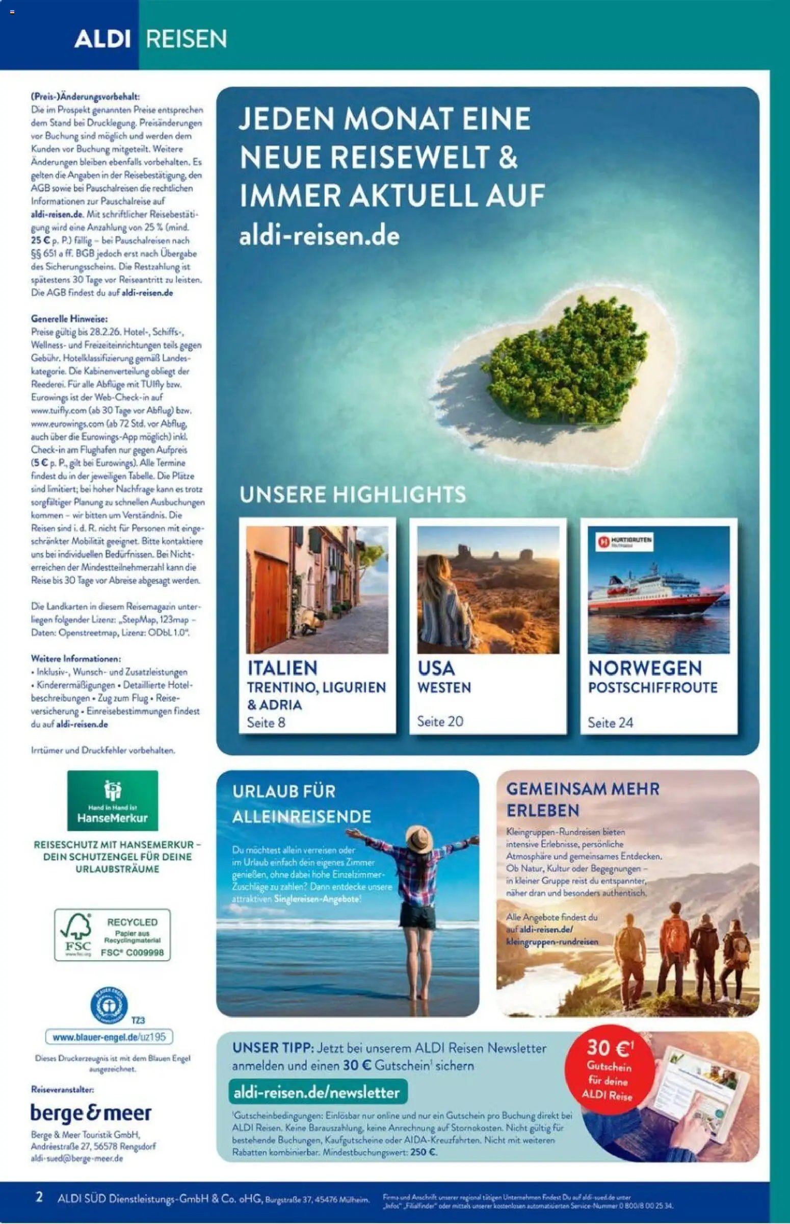 Aldi Reisen Prospekt 	