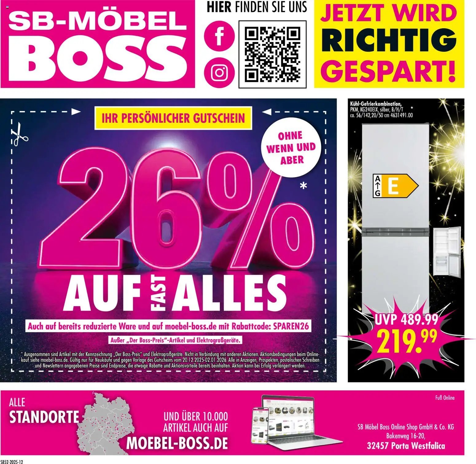 SB Möbel Boss Prospekt 	 (2025-12-20 - 2026-01-02)