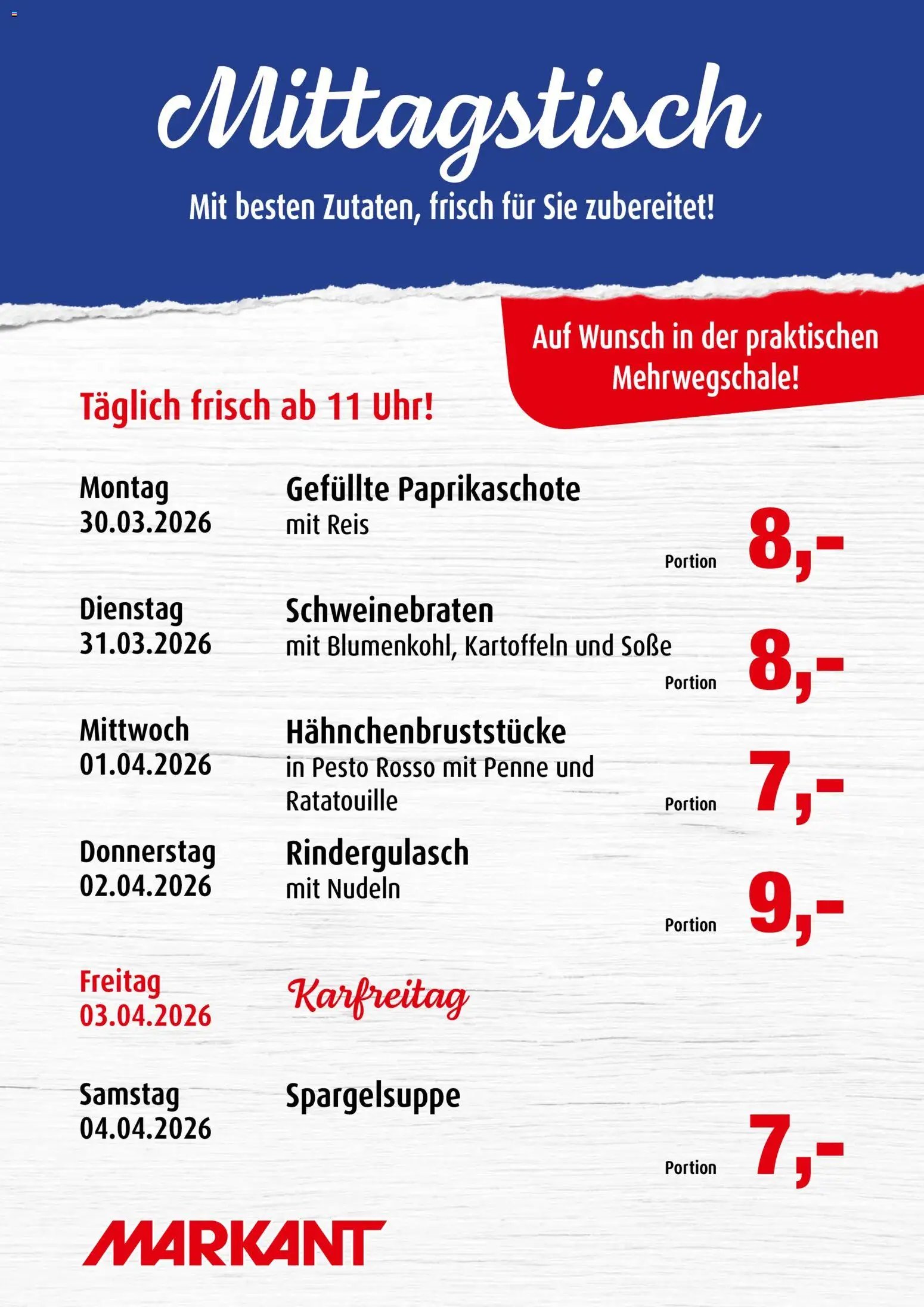 Markant Mittagstisch (2026-03-30 - 2026-04-04)