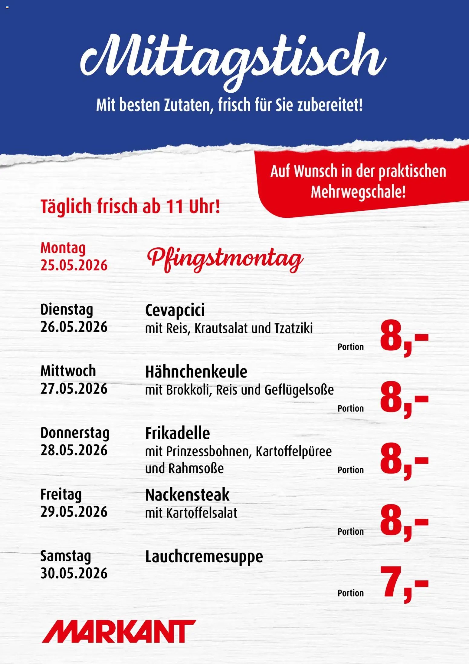 Markant Mittagstisch (2026-05-26 - 2026-05-30)
