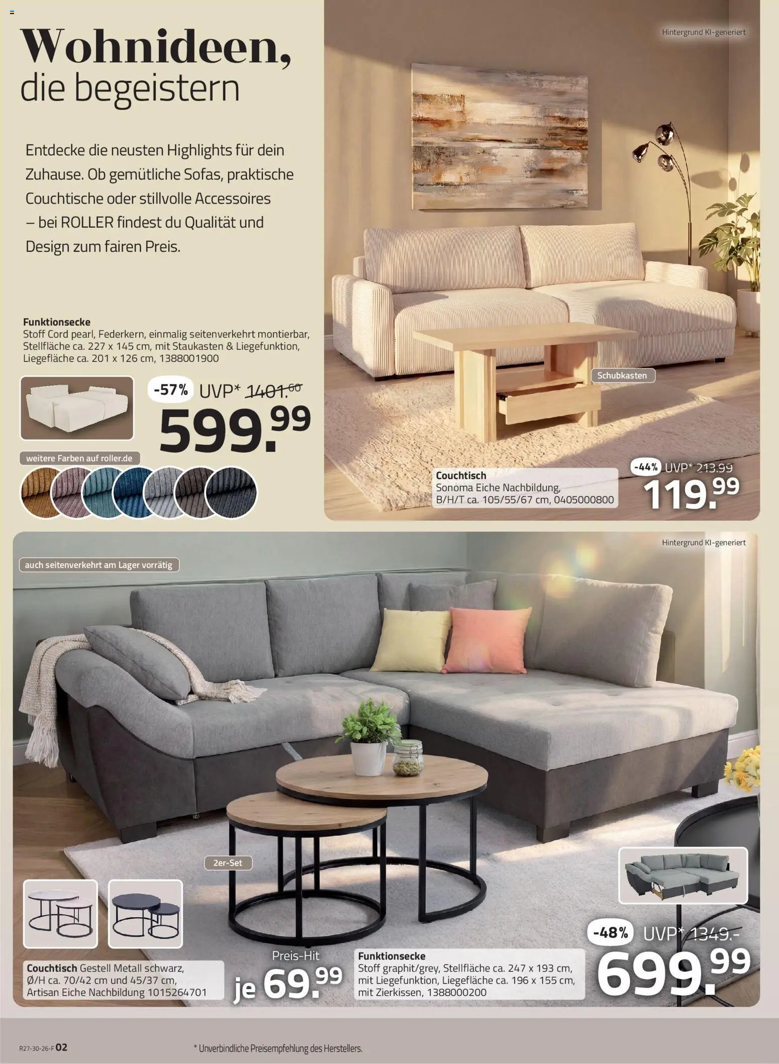 Roller Wohnzimmer Katalog