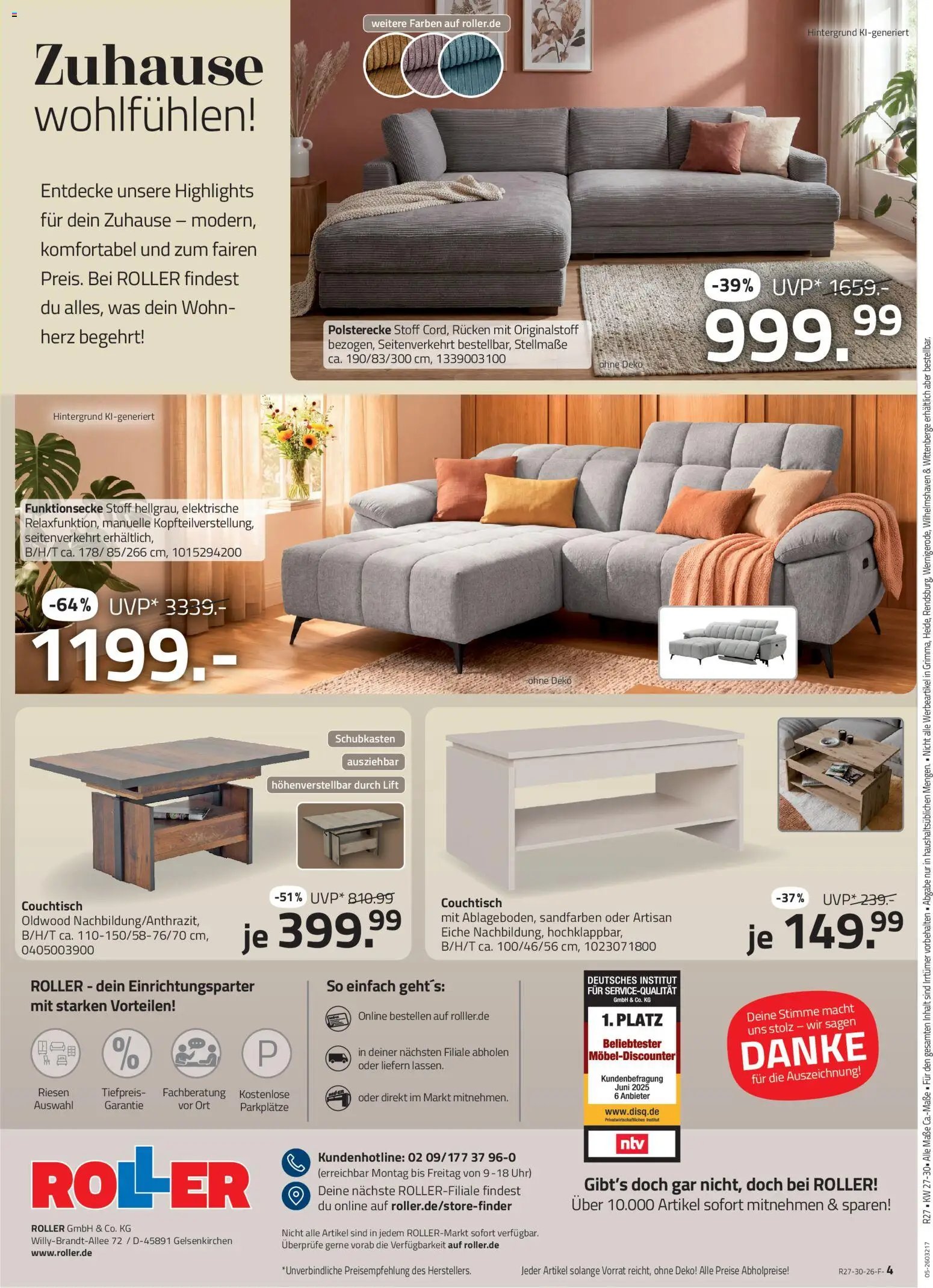 Roller Wohnzimmer Katalog