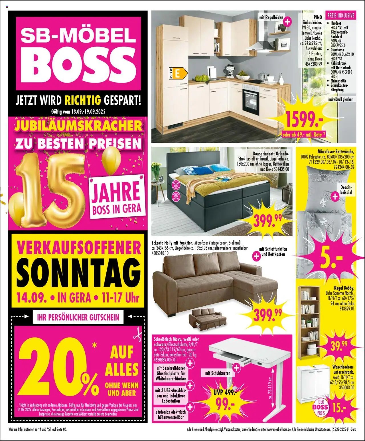 SB Möbel Boss Prospekt Gera	 (2025-09-13 - 2025-09-19) | 1