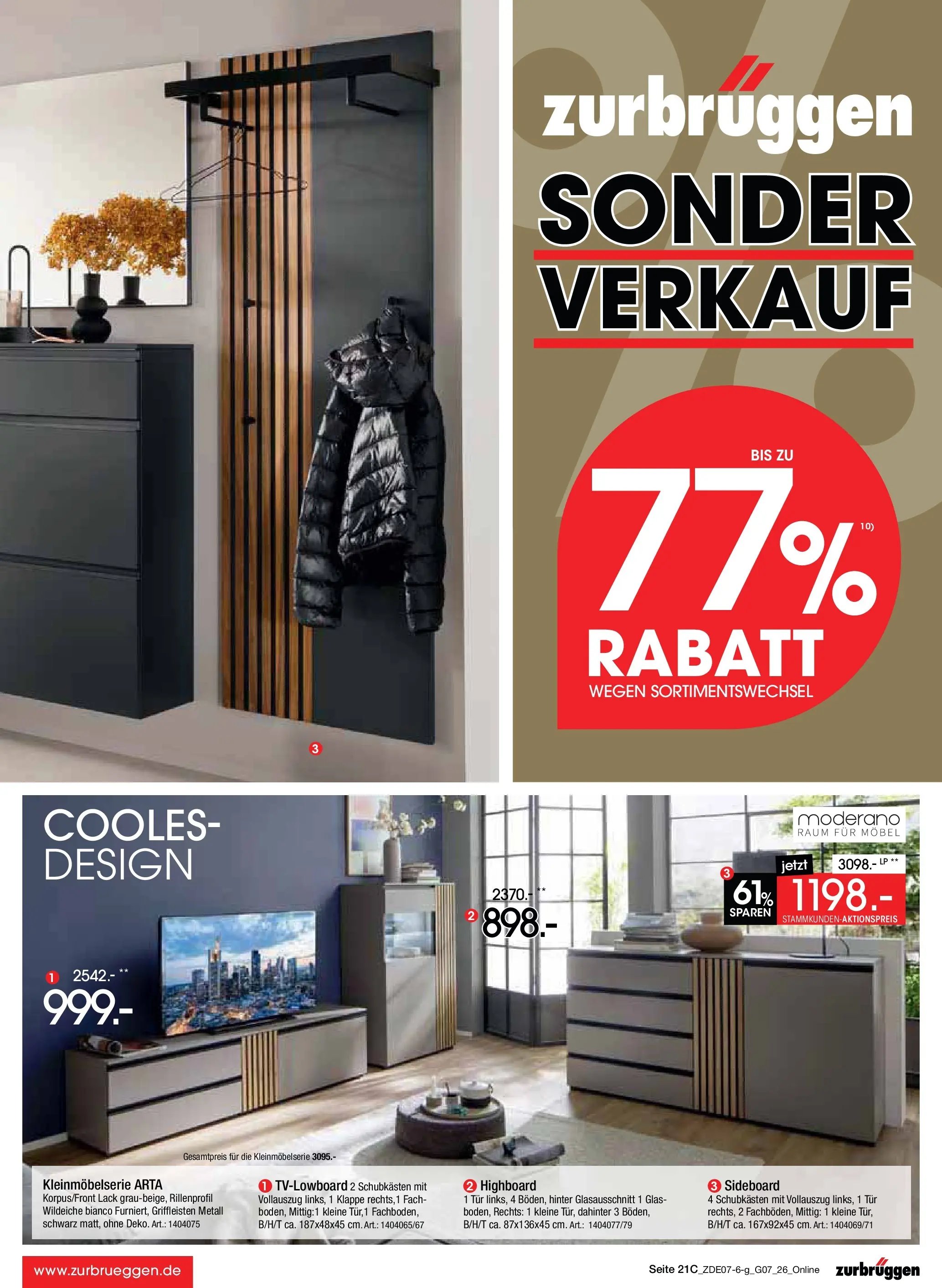 Zurbrüggen Sonderverkauf
