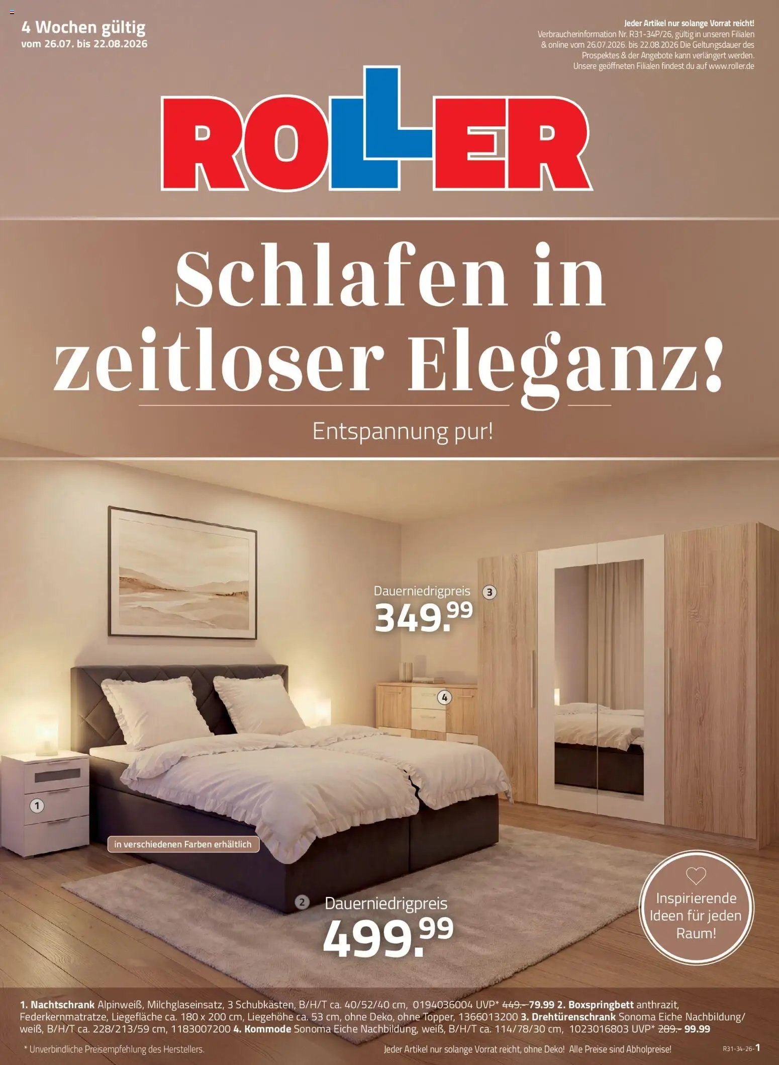 Roller Schlafen in zeitloser Eleganz