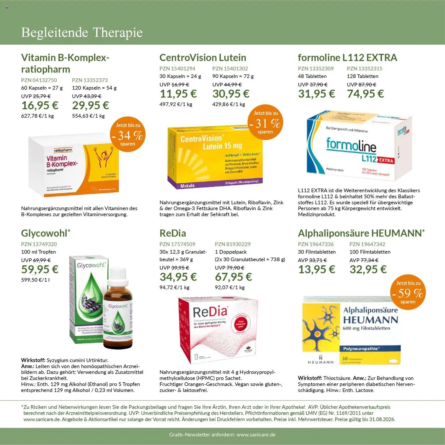 Sanicare Spezial-Angebote (2026-03-03 - 2026-08-31)