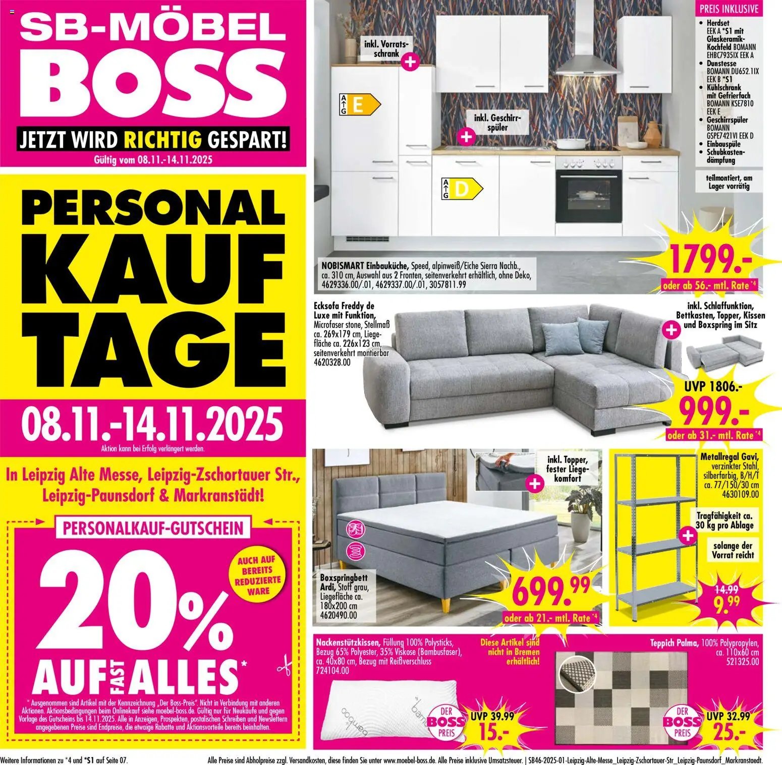 SB Möbel Boss Prospekt Leipzig-Paunsdorf (2025-11-08 - 2025-11-14)