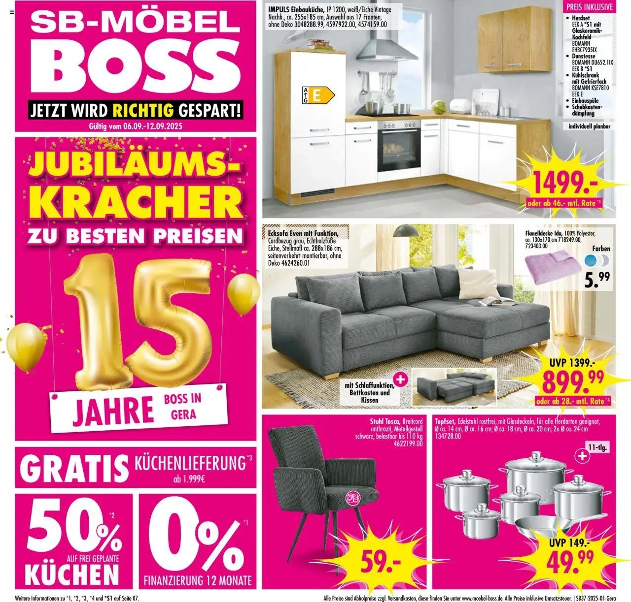 SB Möbel Boss Prospekt Gera	 (2025-09-06 - 2025-09-12) | 1
