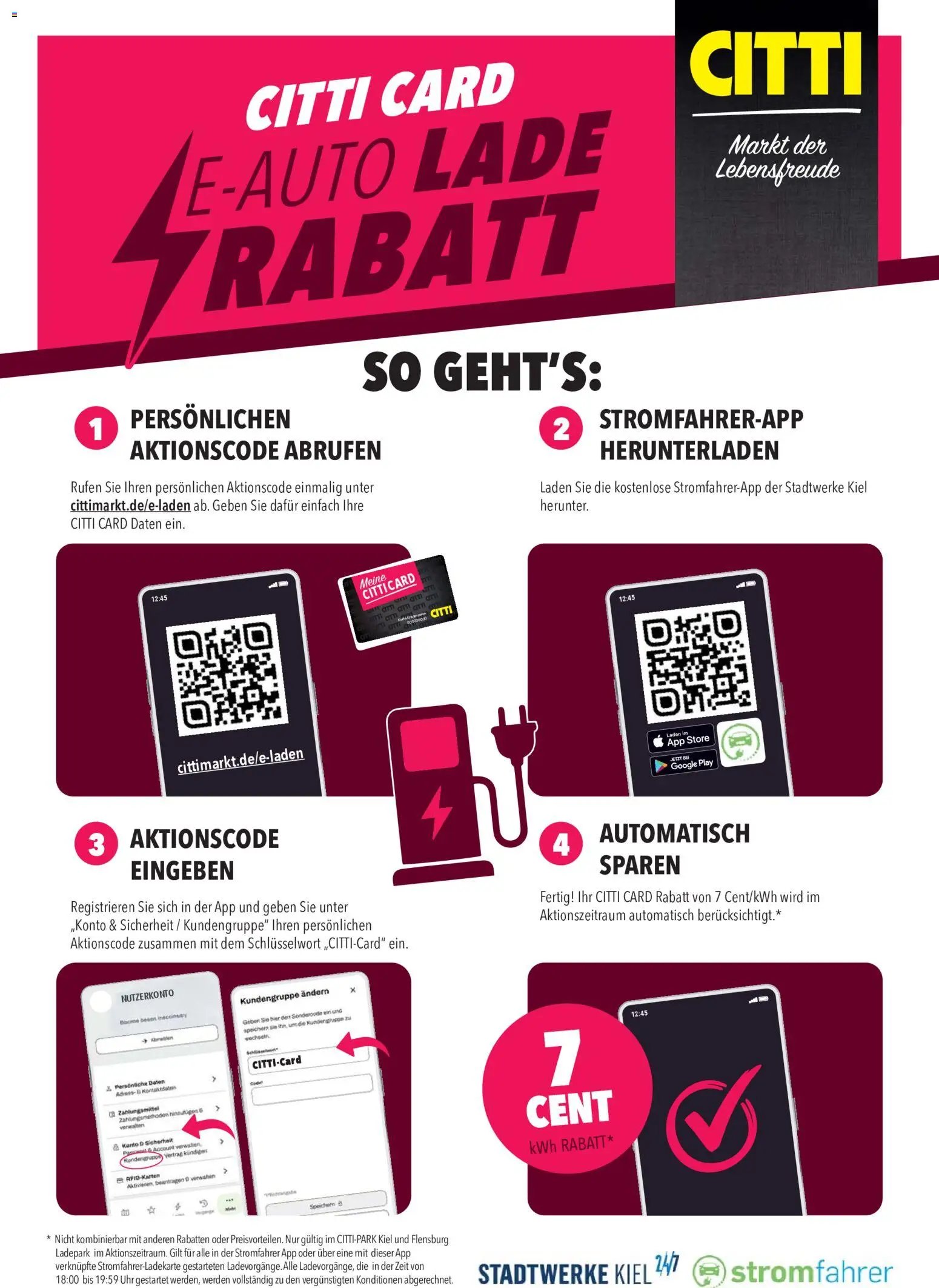 CITTI Markt E-Auto lade Rabatt