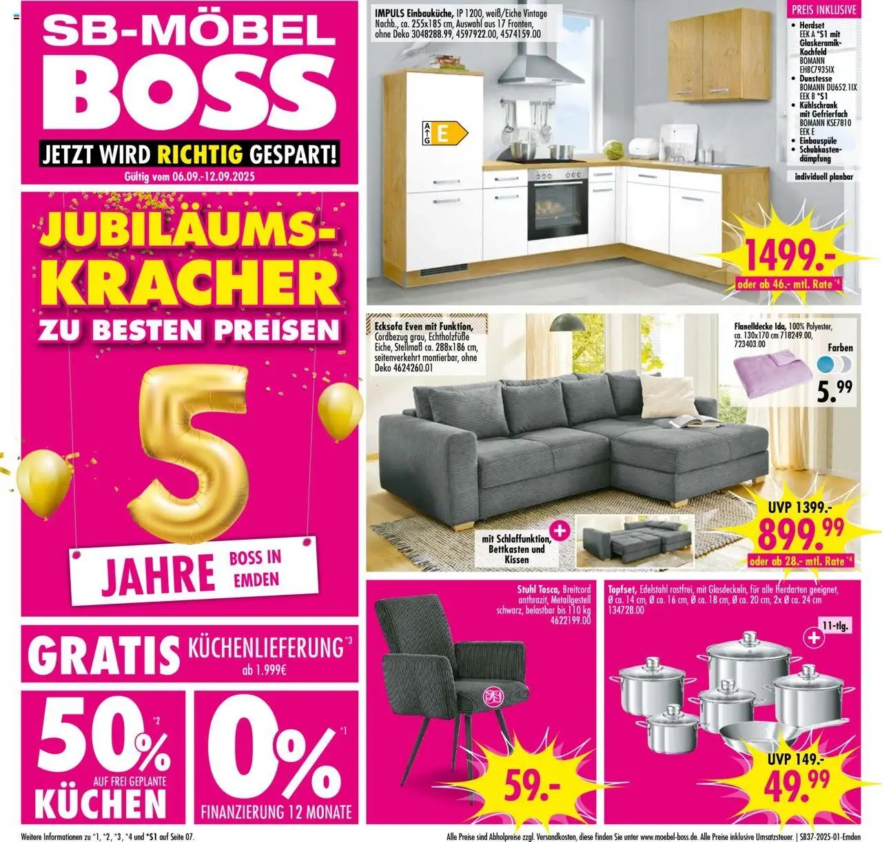 SB Möbel Boss Prospekt Emden	 (2025-09-06 - 2025-09-12) | 1
