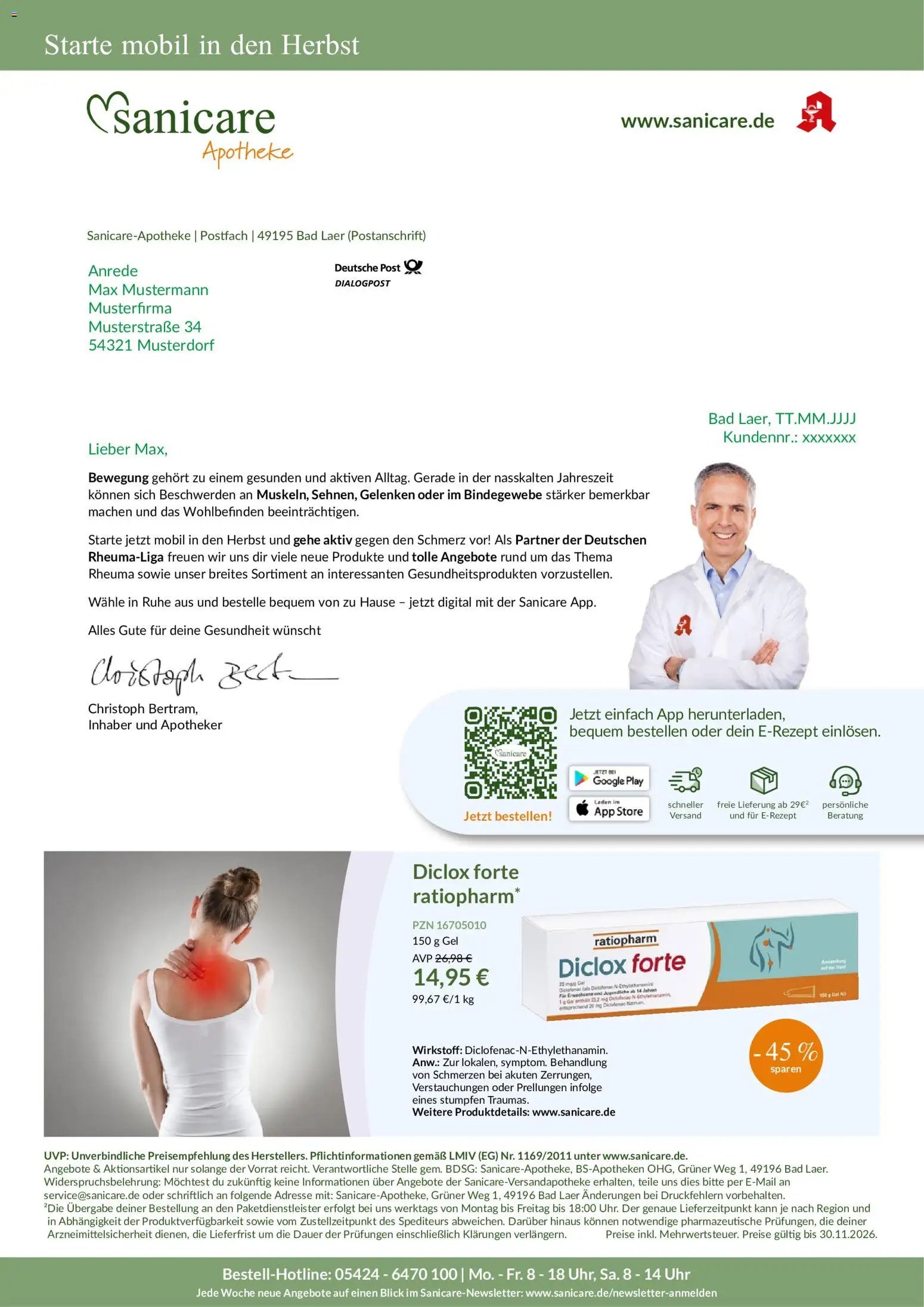 Sanicare Rheuma-Flyer Herbst 2026