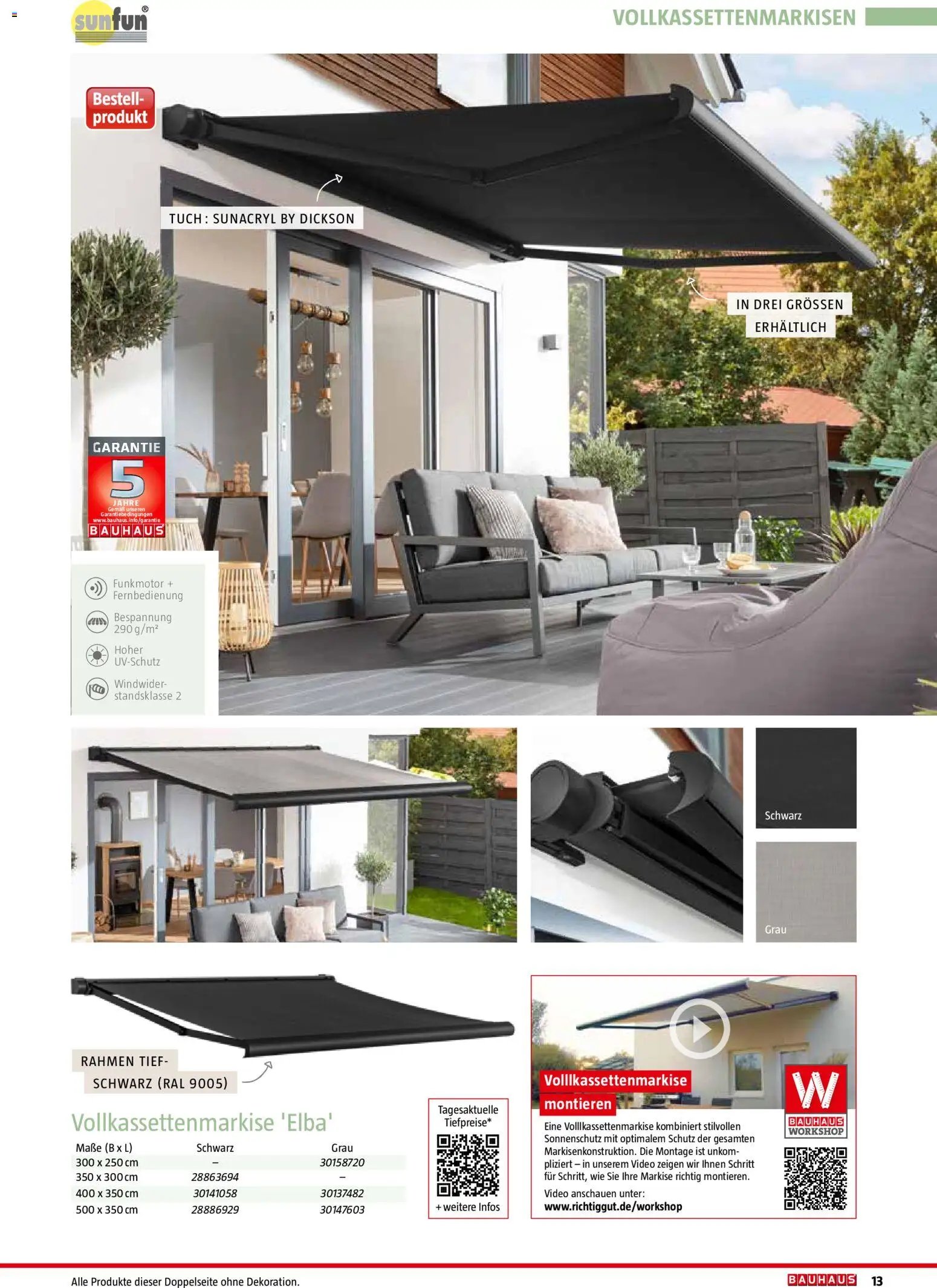 Bauhaus Markisen