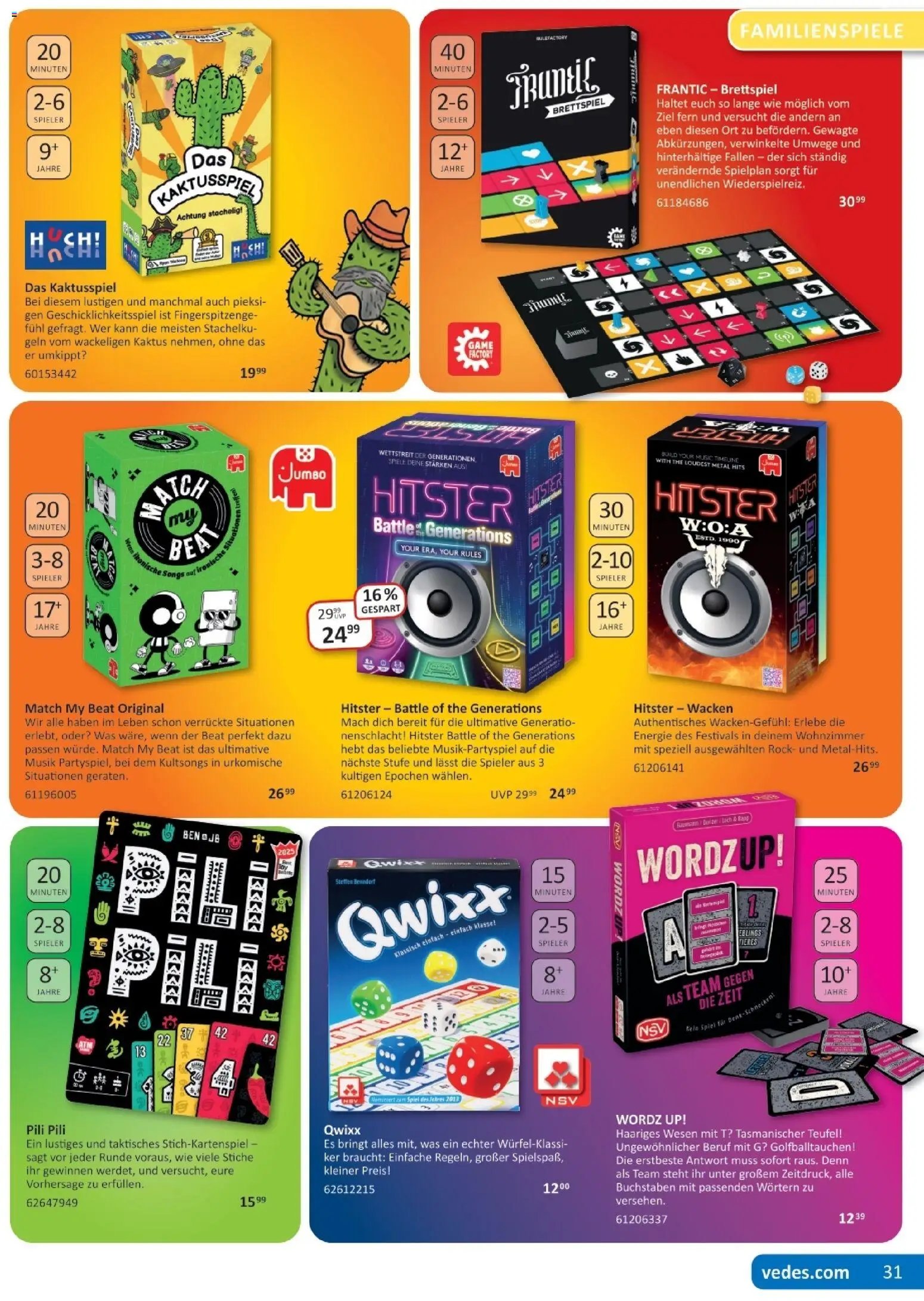 Vedes Spiele-, Buch- und Kreativprospekt