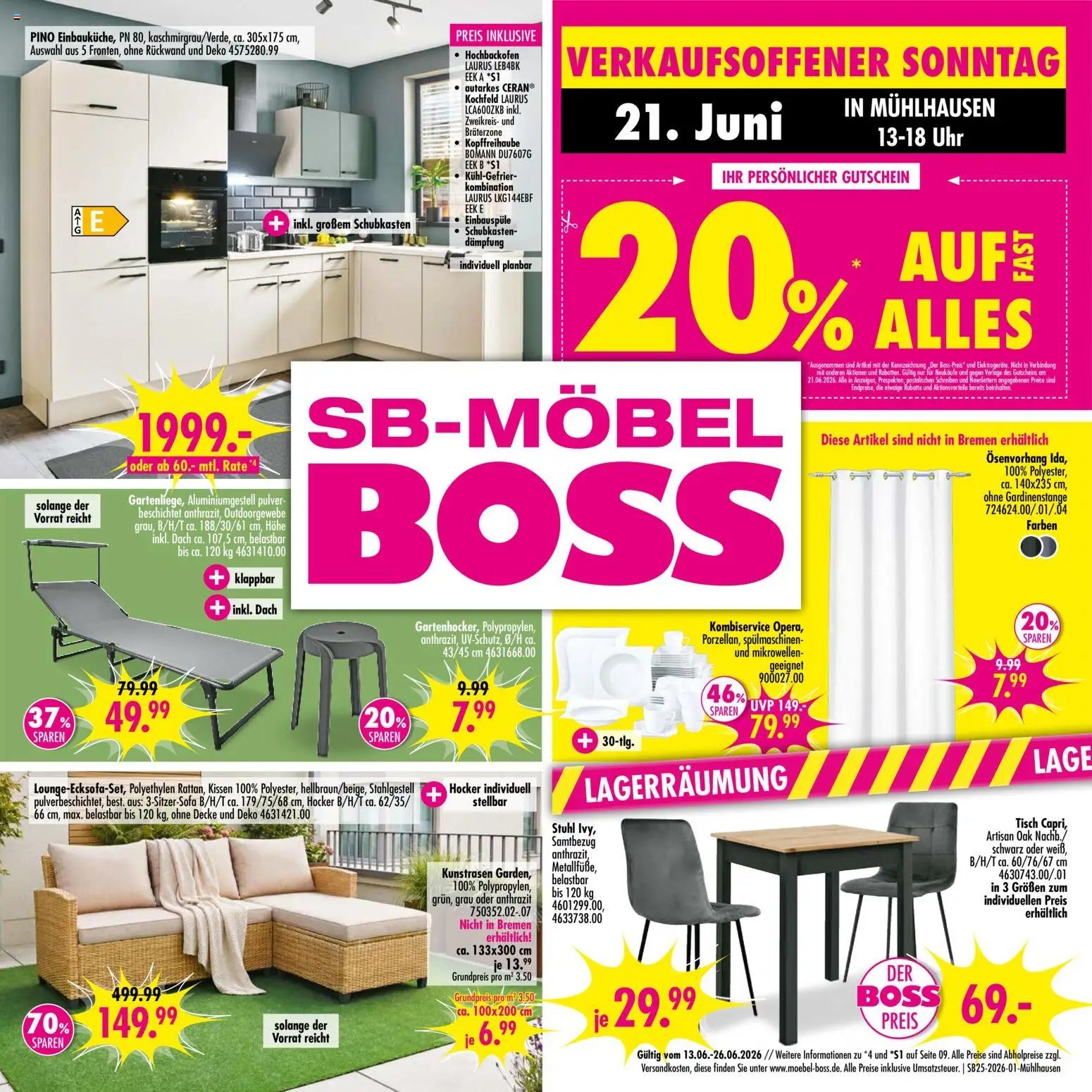 SB Möbel Boss Prospekt Mühlhausen