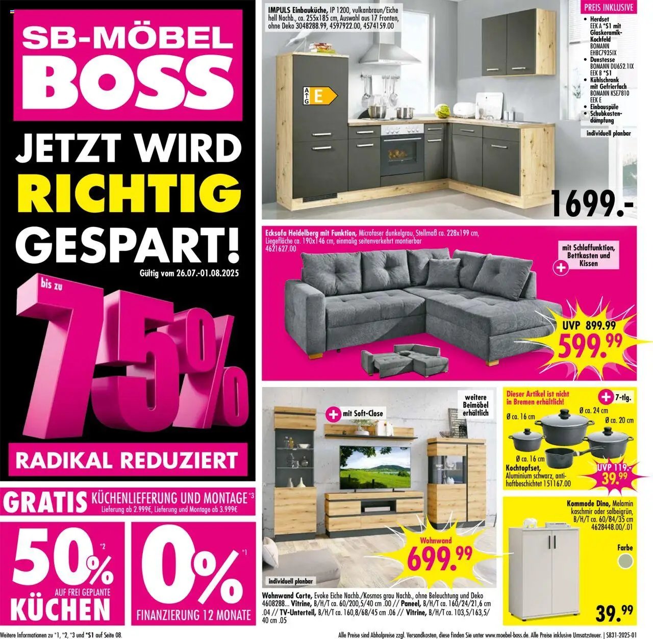 SB Möbel Boss Prospekt 	 (2025-07-26 - 2025-08-01) | 1