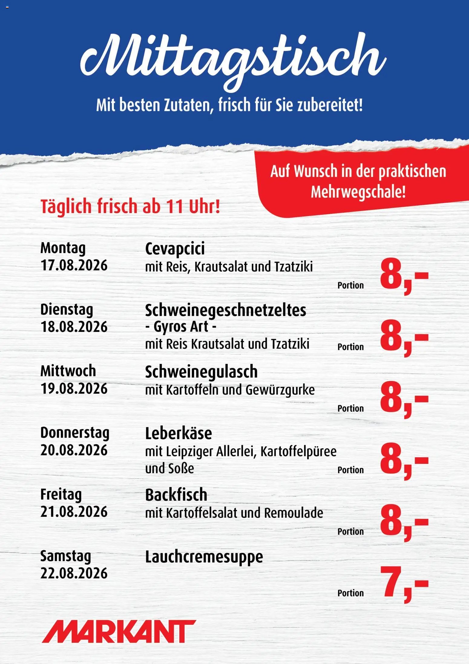 Markant Mittagstisch