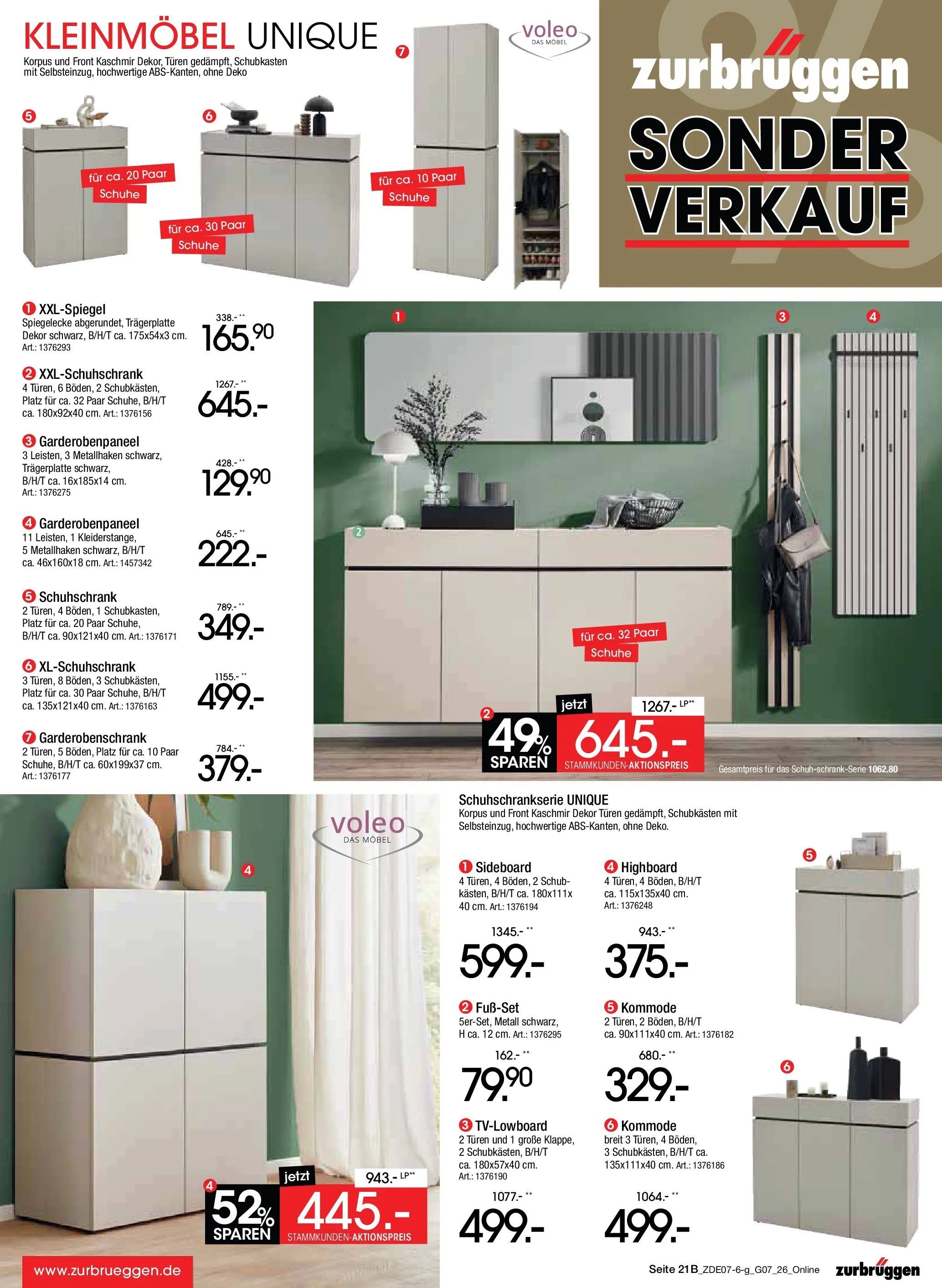 Zurbrüggen - Zurbrüggen: Sonderverkauf