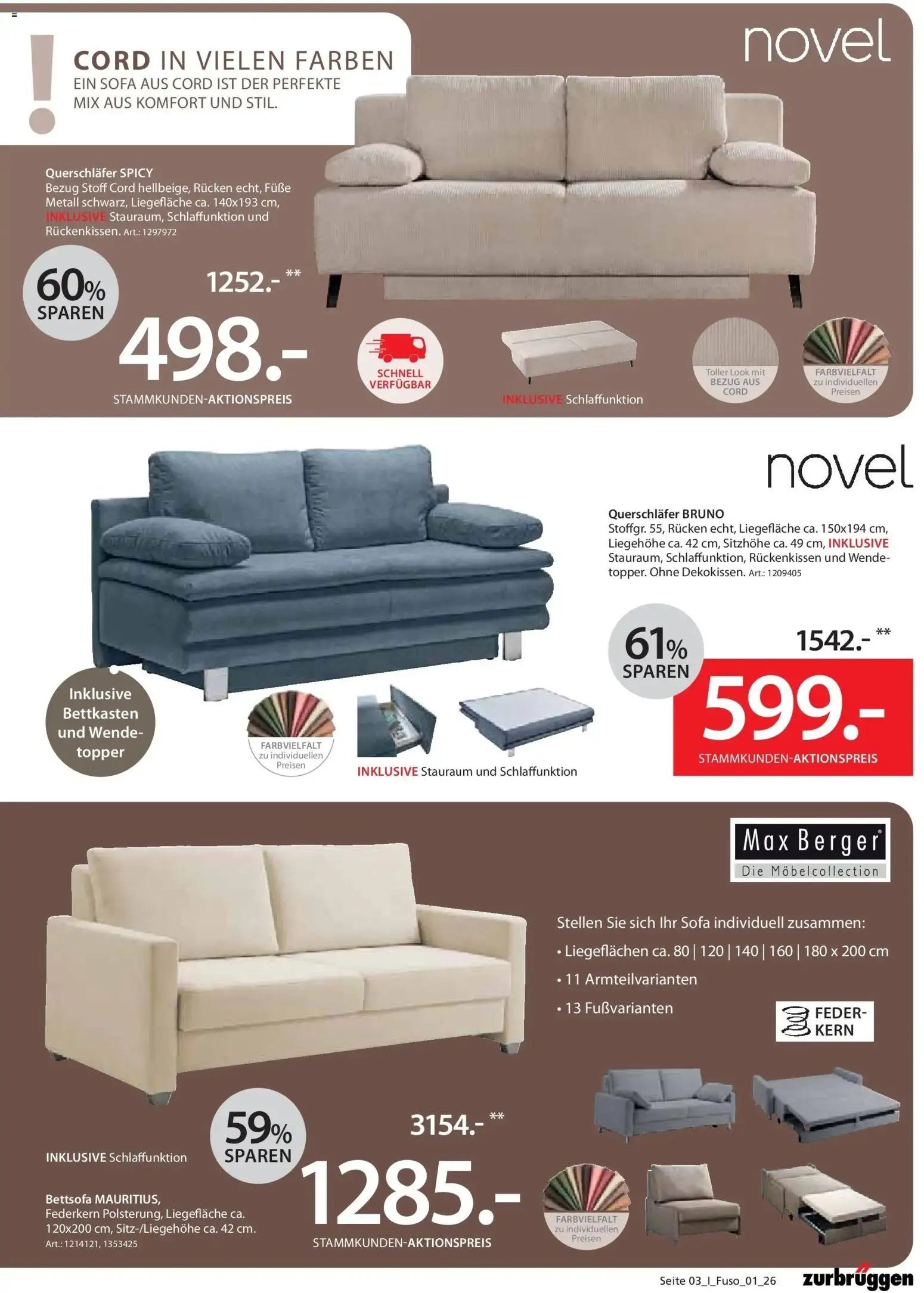 Zurbrüggen Schlafsofa Spezial