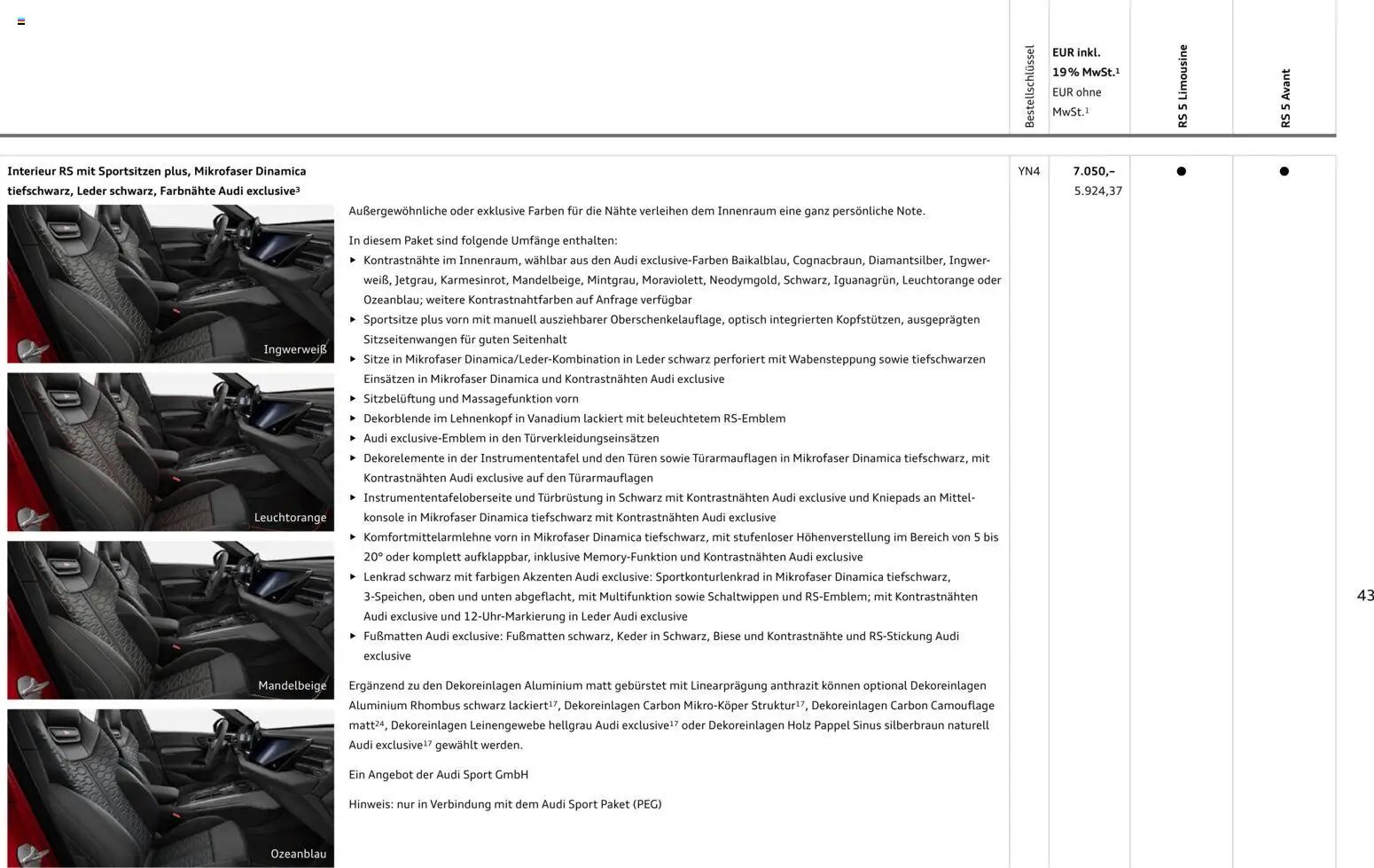 Audi RS 5 Limousine / RS 5 Avant (2026-04-01 - 2027-04-01)