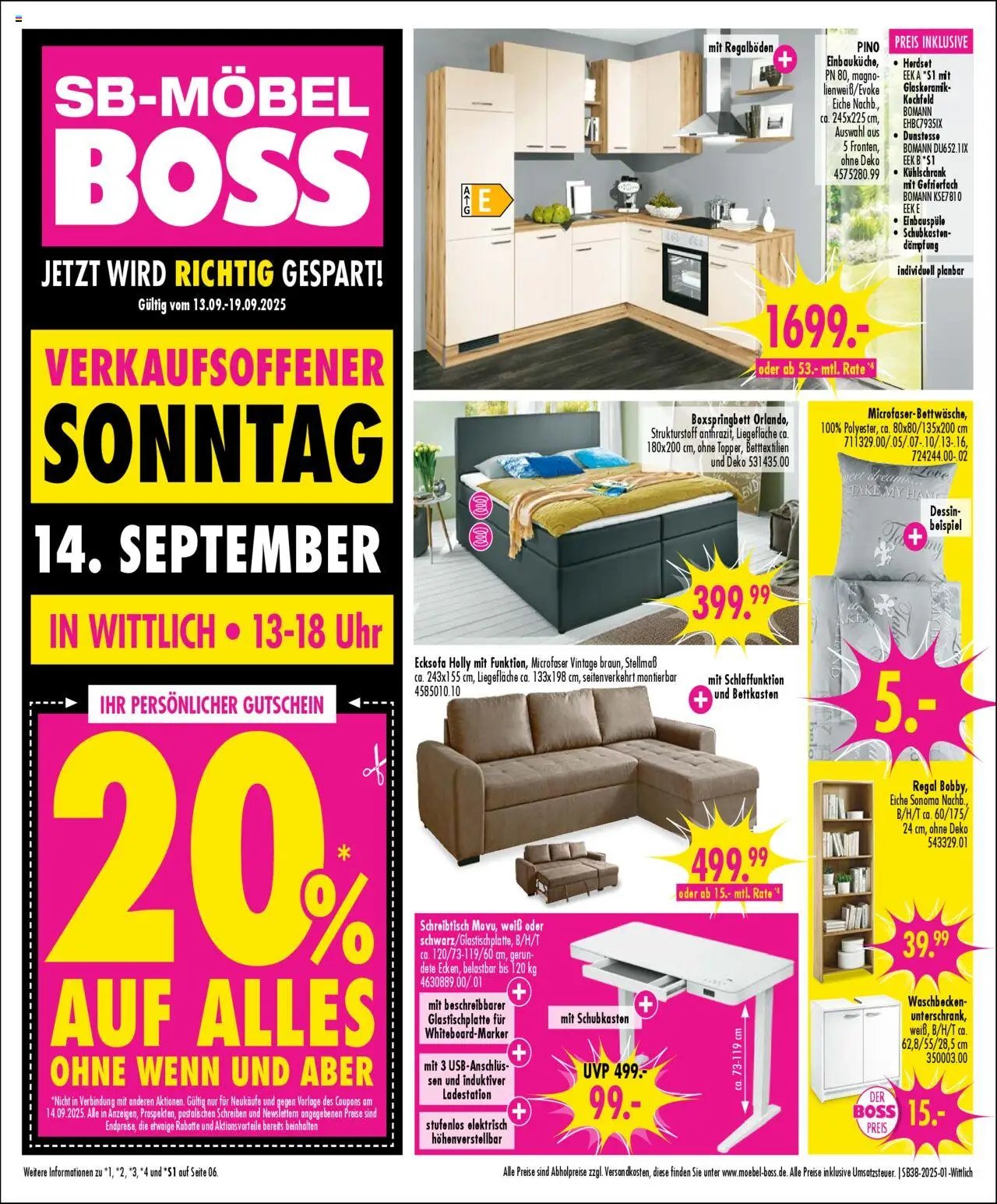 SB Möbel Boss Prospekt Wittlich	 (2025-09-13 - 2025-09-19) | 1