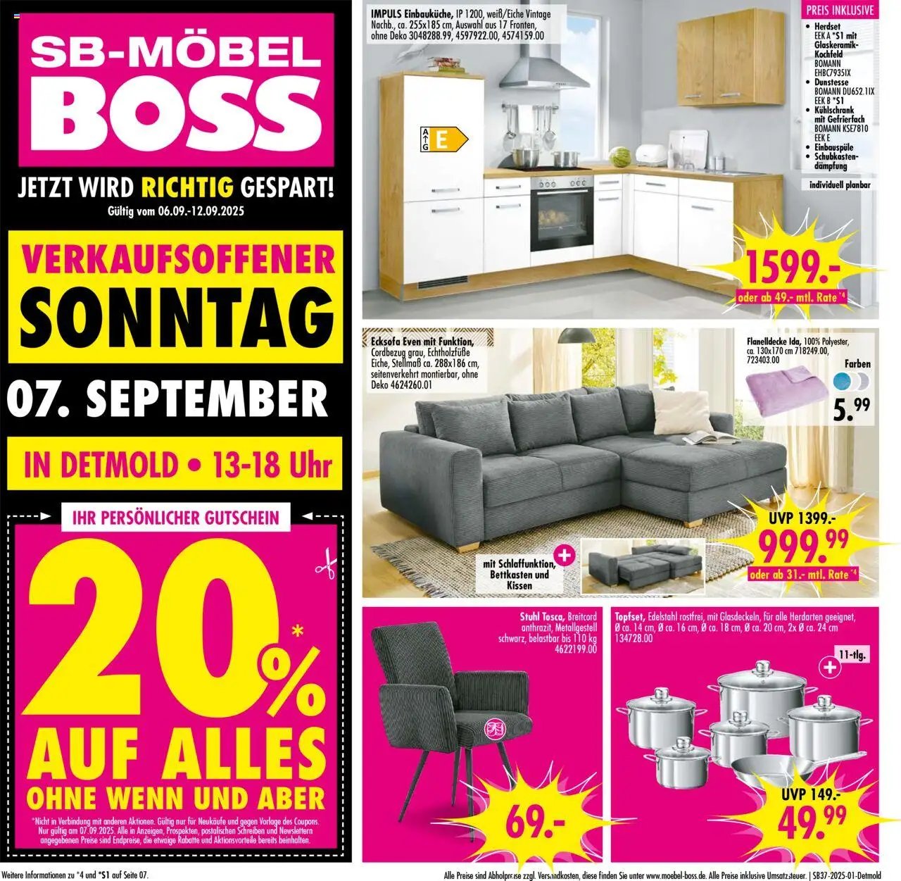 SB Möbel Boss Prospekt Detmold	 (2025-09-06 - 2025-09-12) | 1