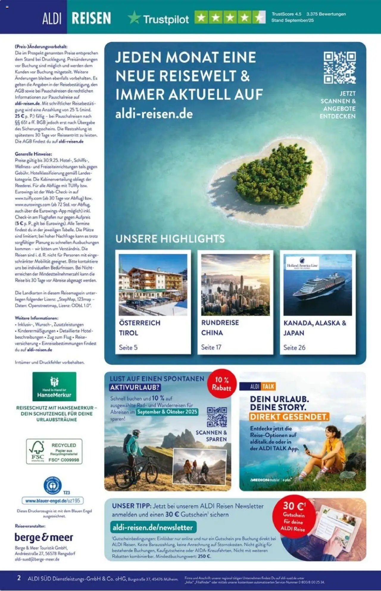 Aldi Reisen Prospekt 	 (2025-09-01 - 2025-09-30) | 2