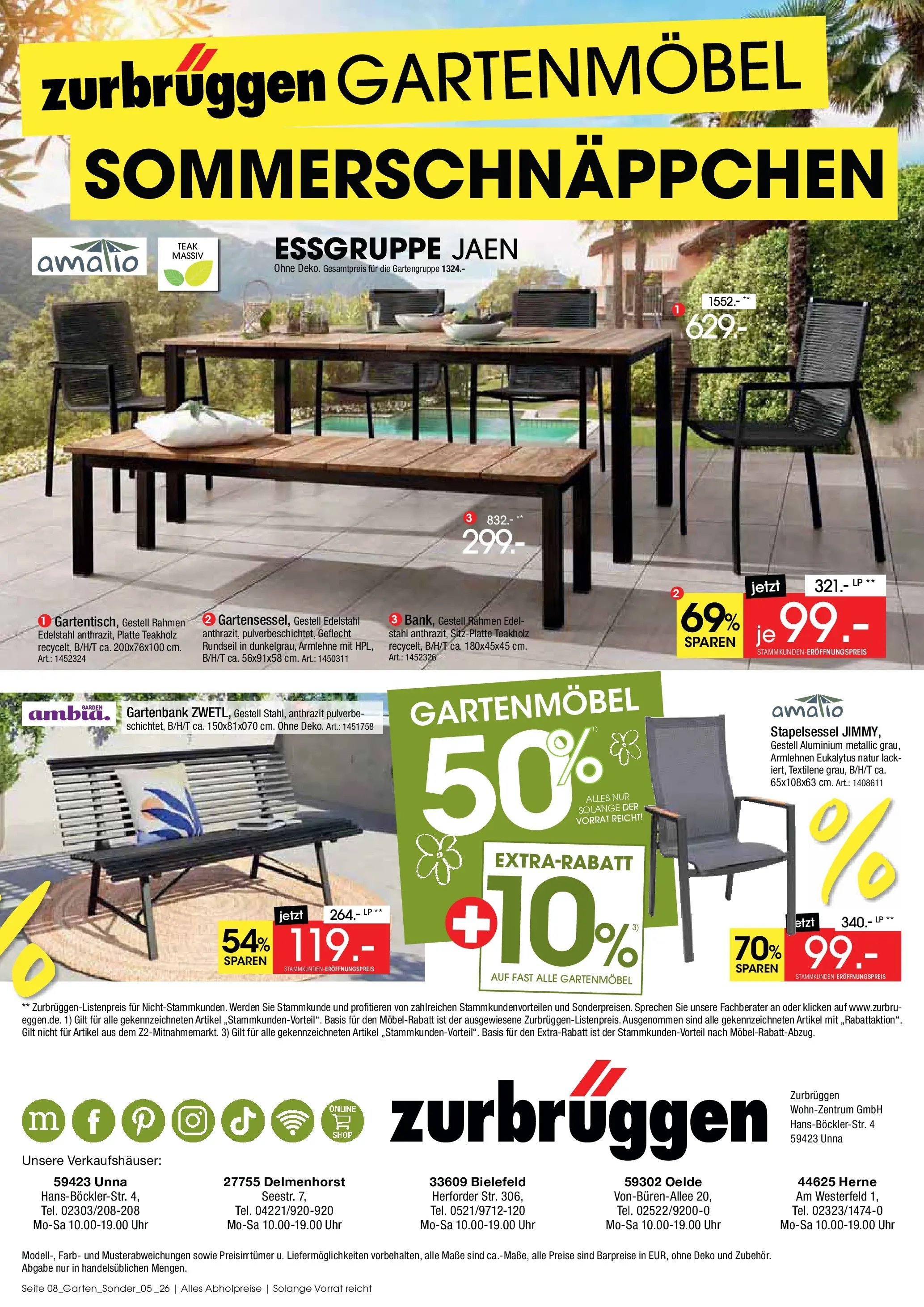 Zurbrüggen - Zurbrüggen: Gartenmöbel Sommerschnäppchen