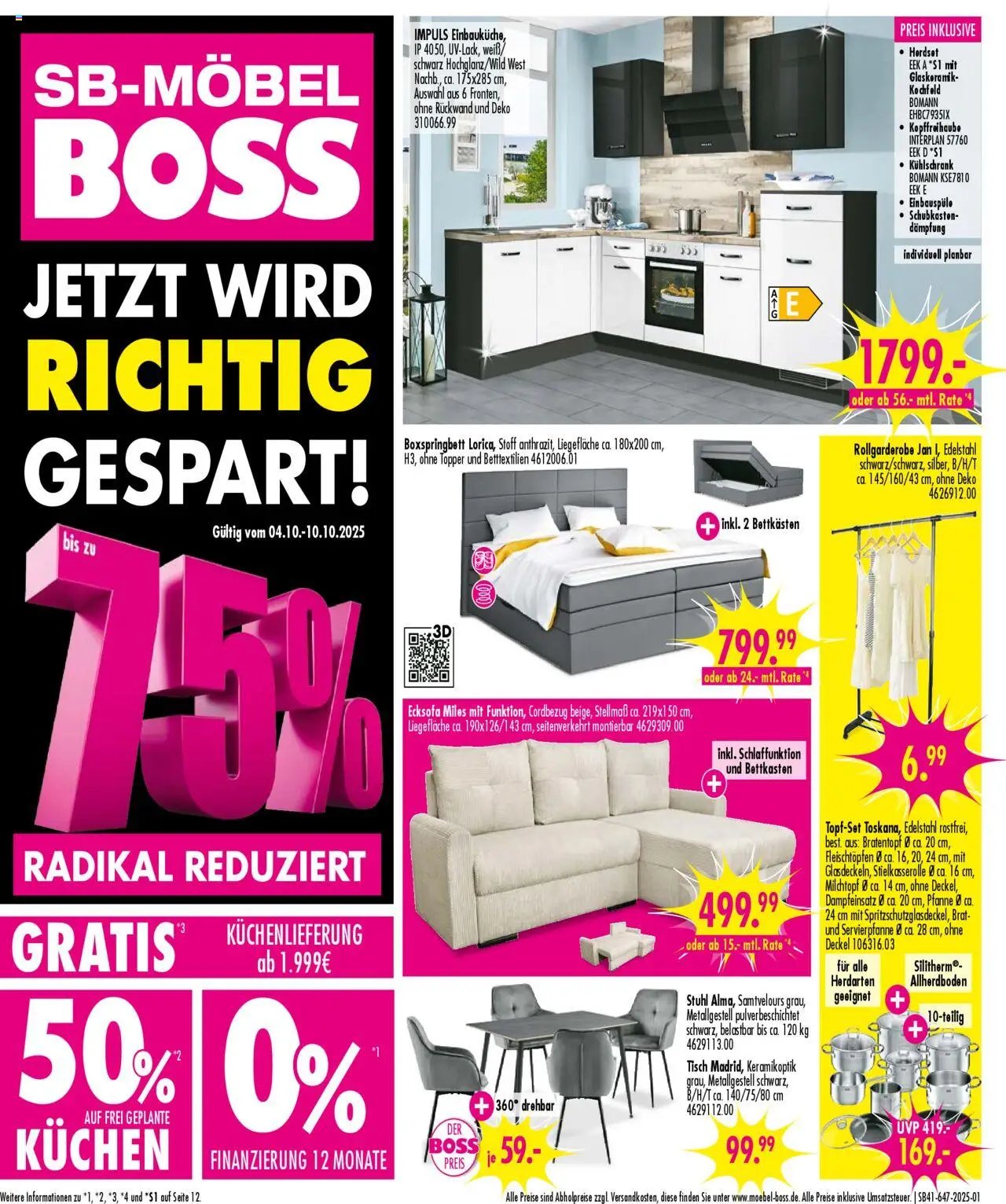 SB Möbel Boss Prospekt 	 (2025-10-04 - 2025-10-10) | 1