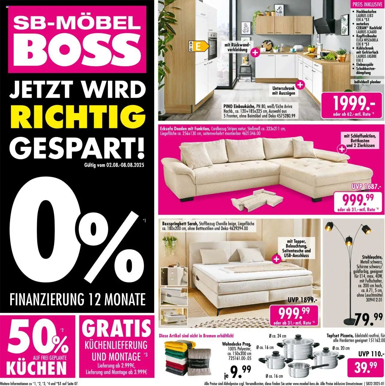 SB Möbel Boss Prospekt 	 (2025-08-02 - 2025-08-08) | 1