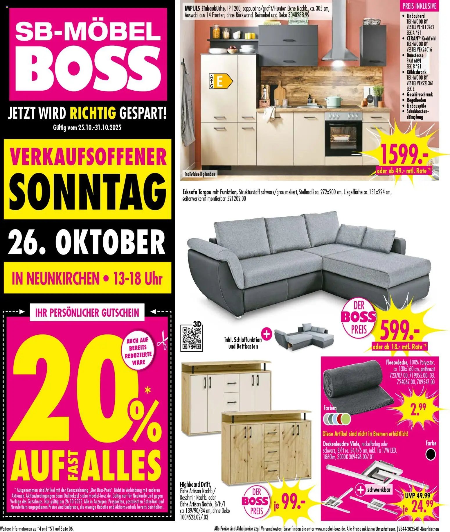 SB Möbel Boss Prospekt - Neunkirchen 	 (2025-10-25 - 2025-10-31)
