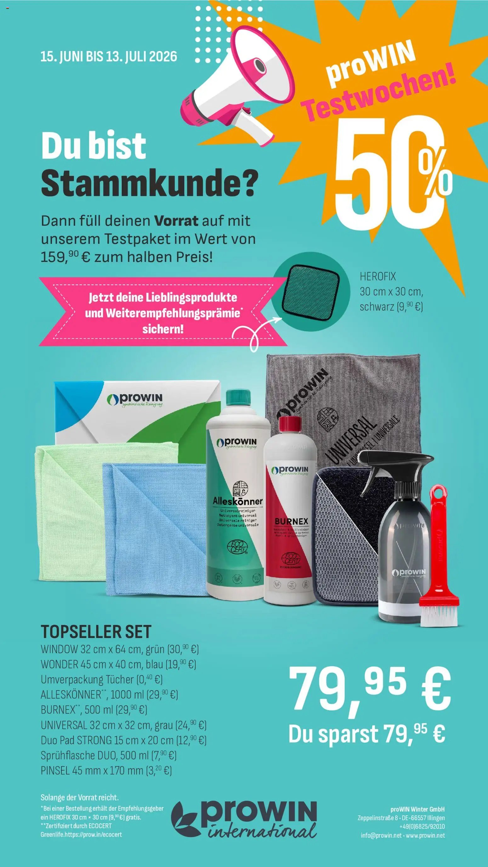 Angebote Prowin Testwochen Juni / Juli 2026