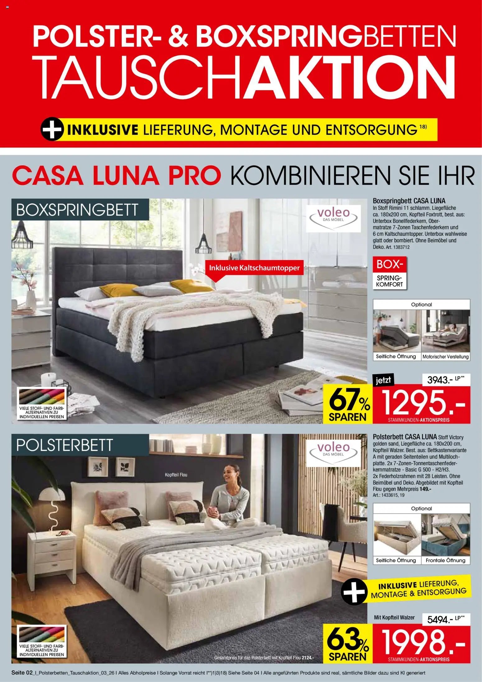 Zurbrüggen Polsterbetten tauschaktion
