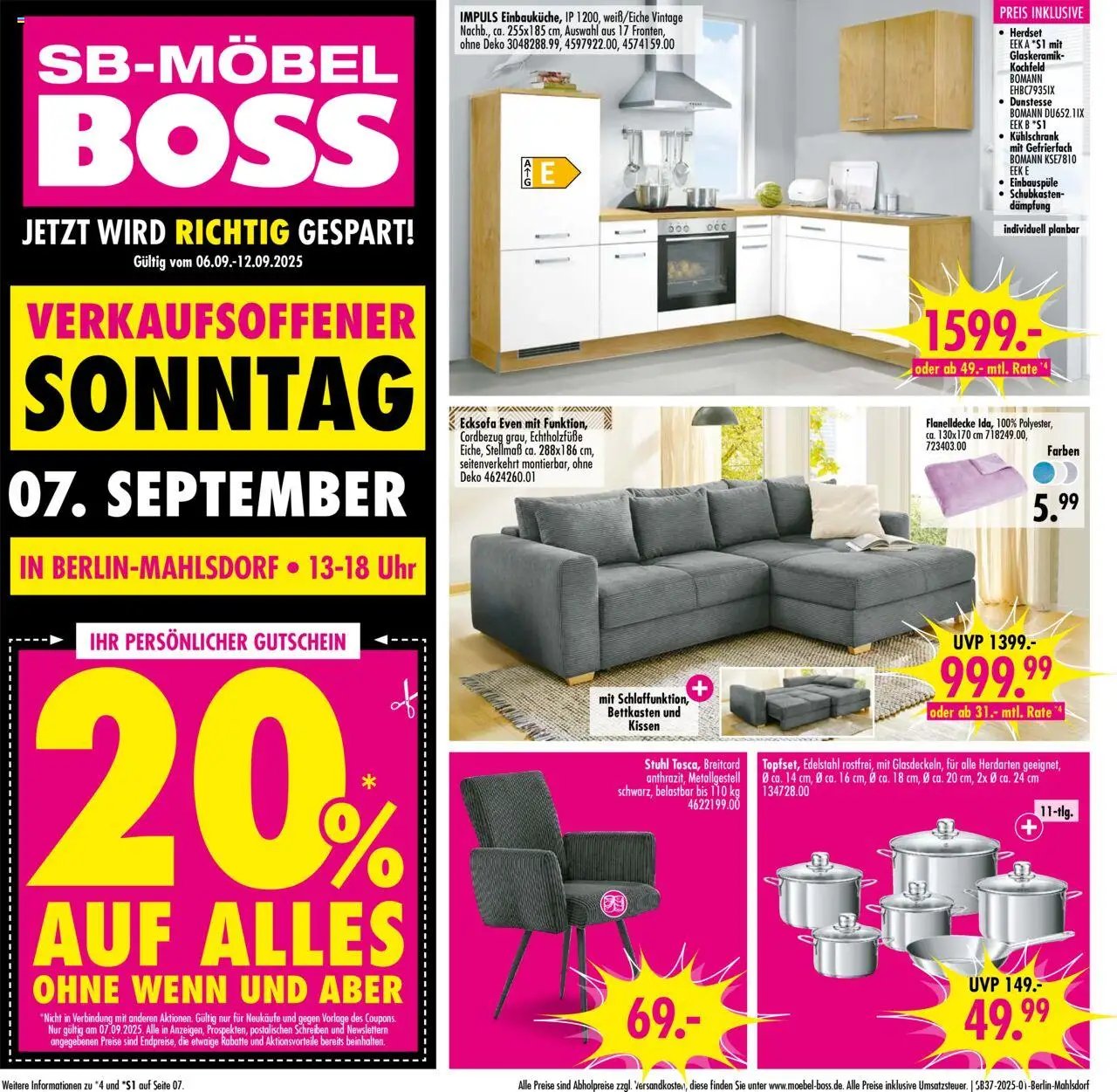 SB Möbel Boss Prospekt Berlin-Mahlsdorf	 (2025-09-06 - 2025-09-12) | 1