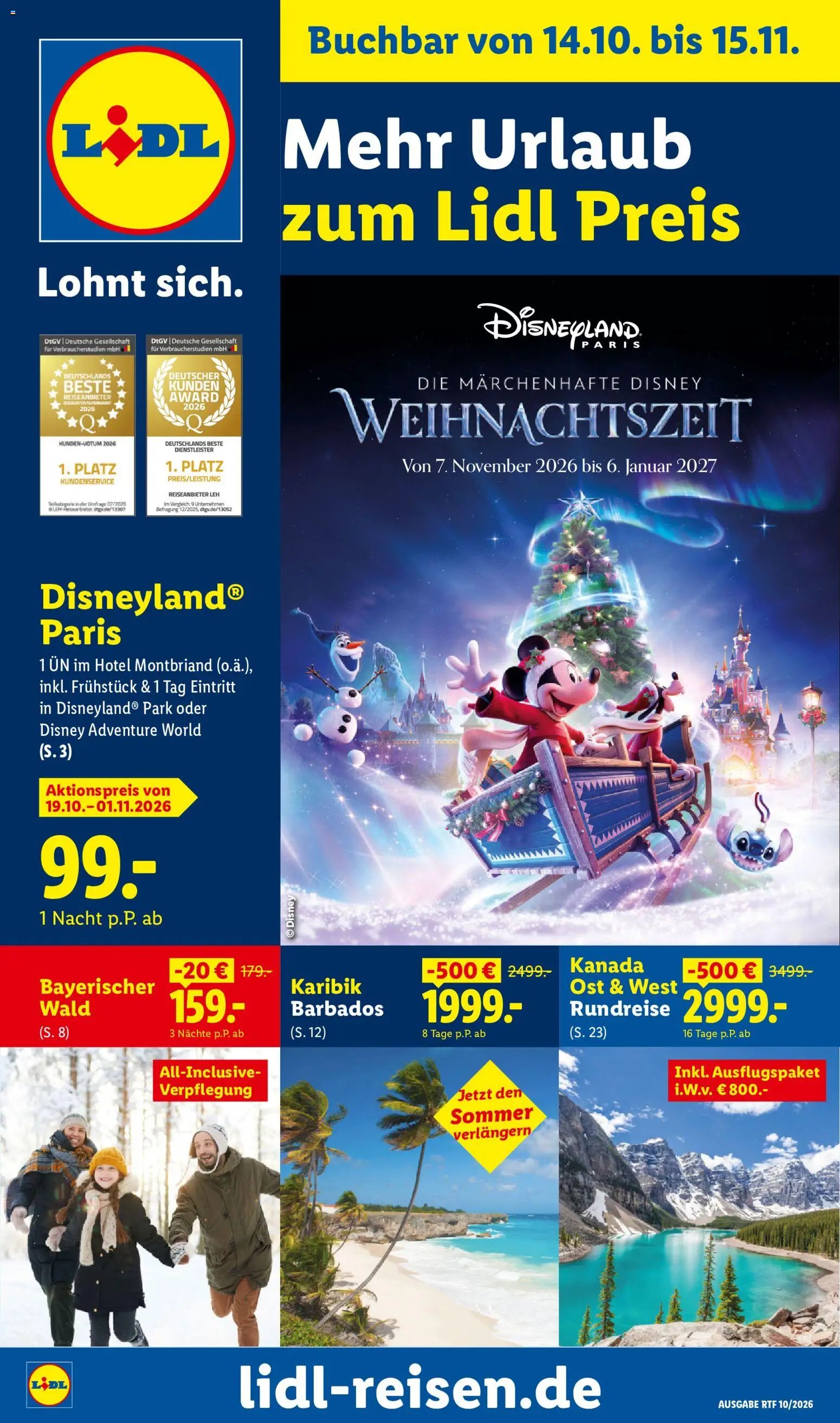 Lidl Reisen Oktober/November Reise-Highlights
