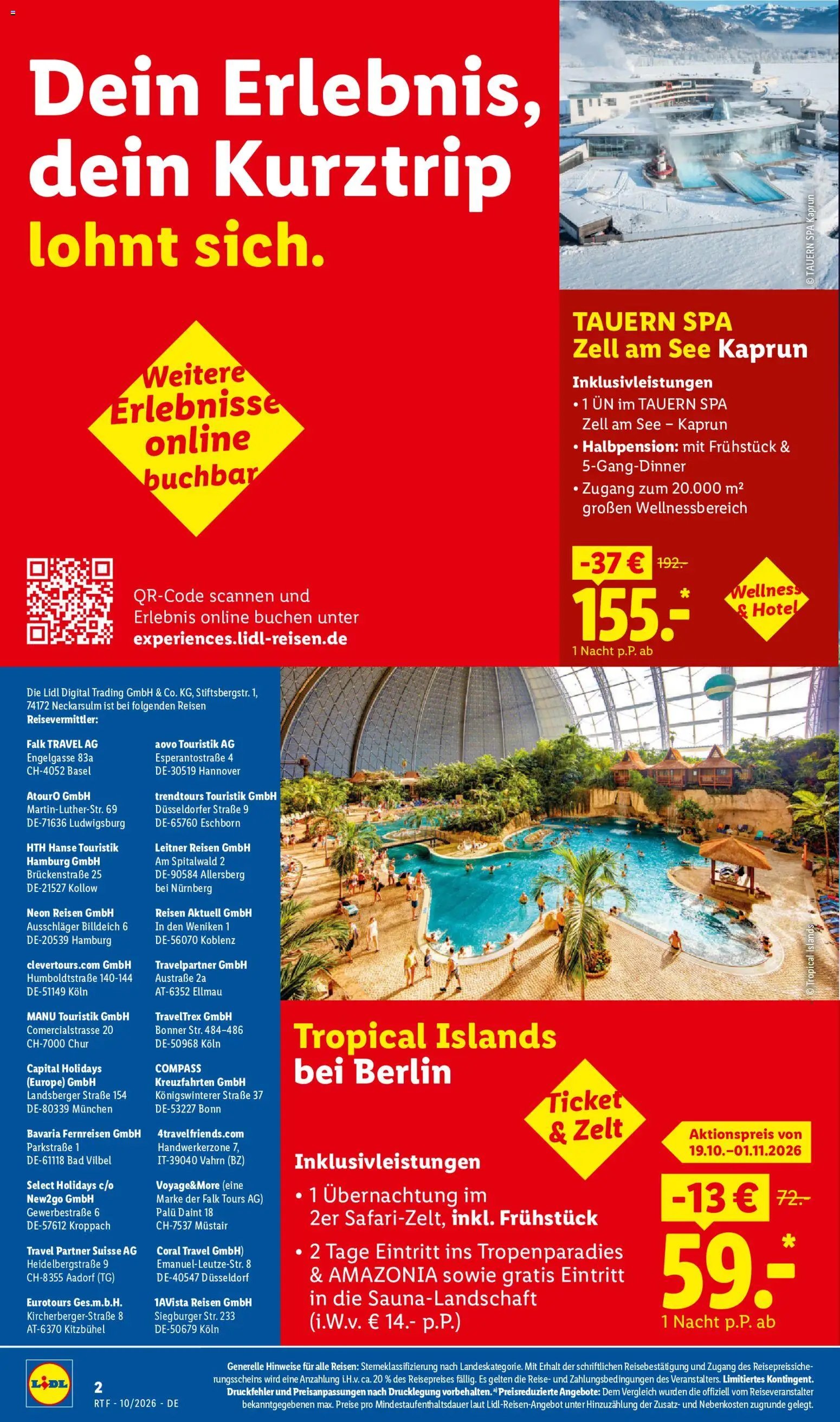 Lidl Reisen Oktober/November Reise-Highlights