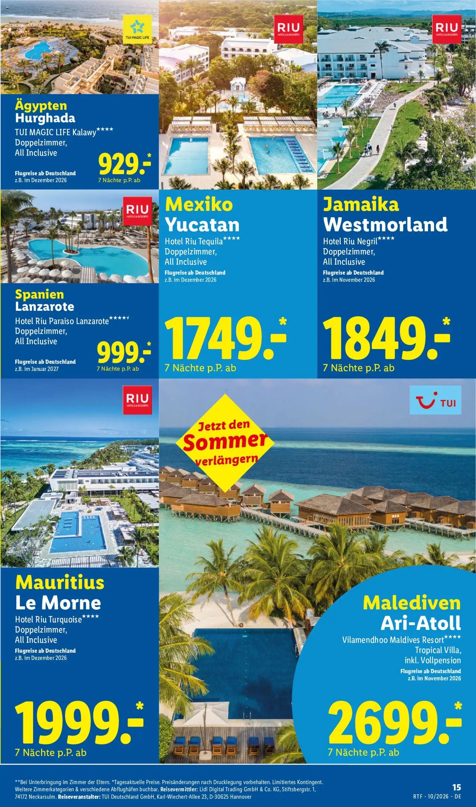 Lidl Reisen Oktober/November Reise-Highlights