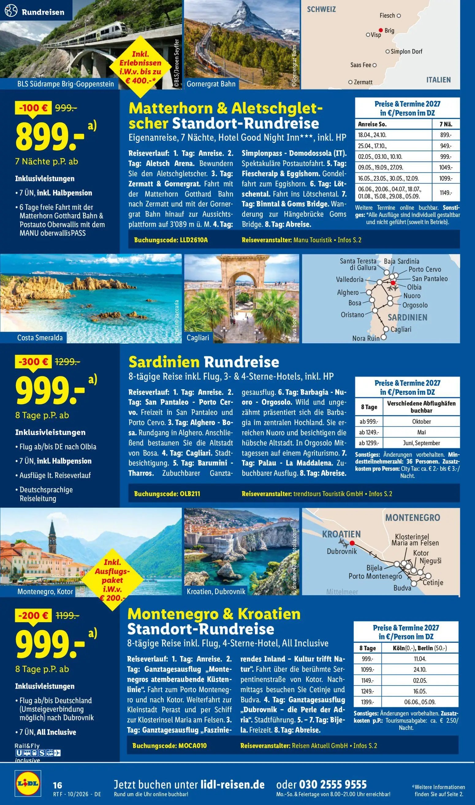 Lidl Reisen Oktober/November Reise-Highlights